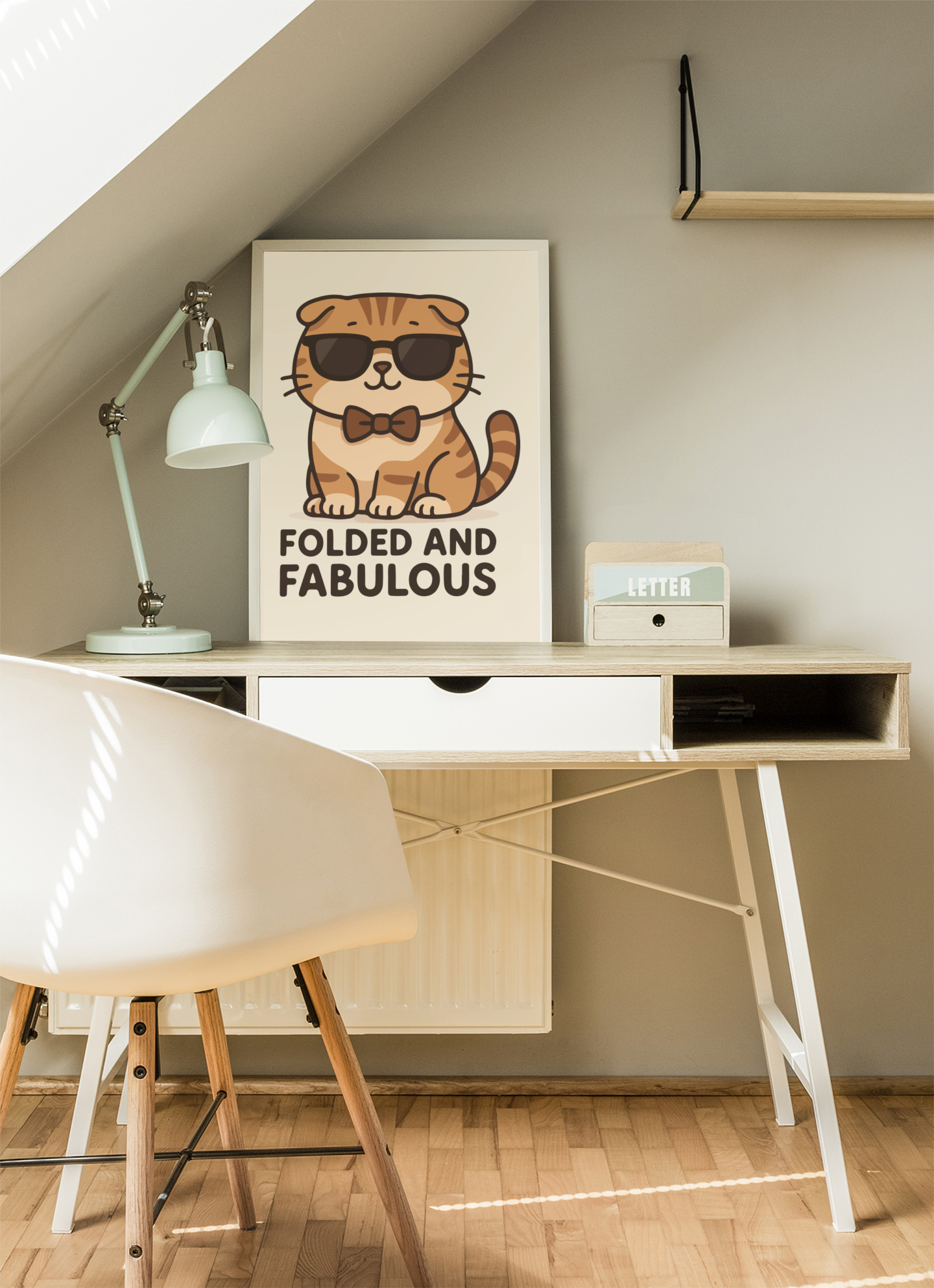Funny Cat Memes: Folded and Fabulous Cat Art Poster - Matte Vertical Wall Decor