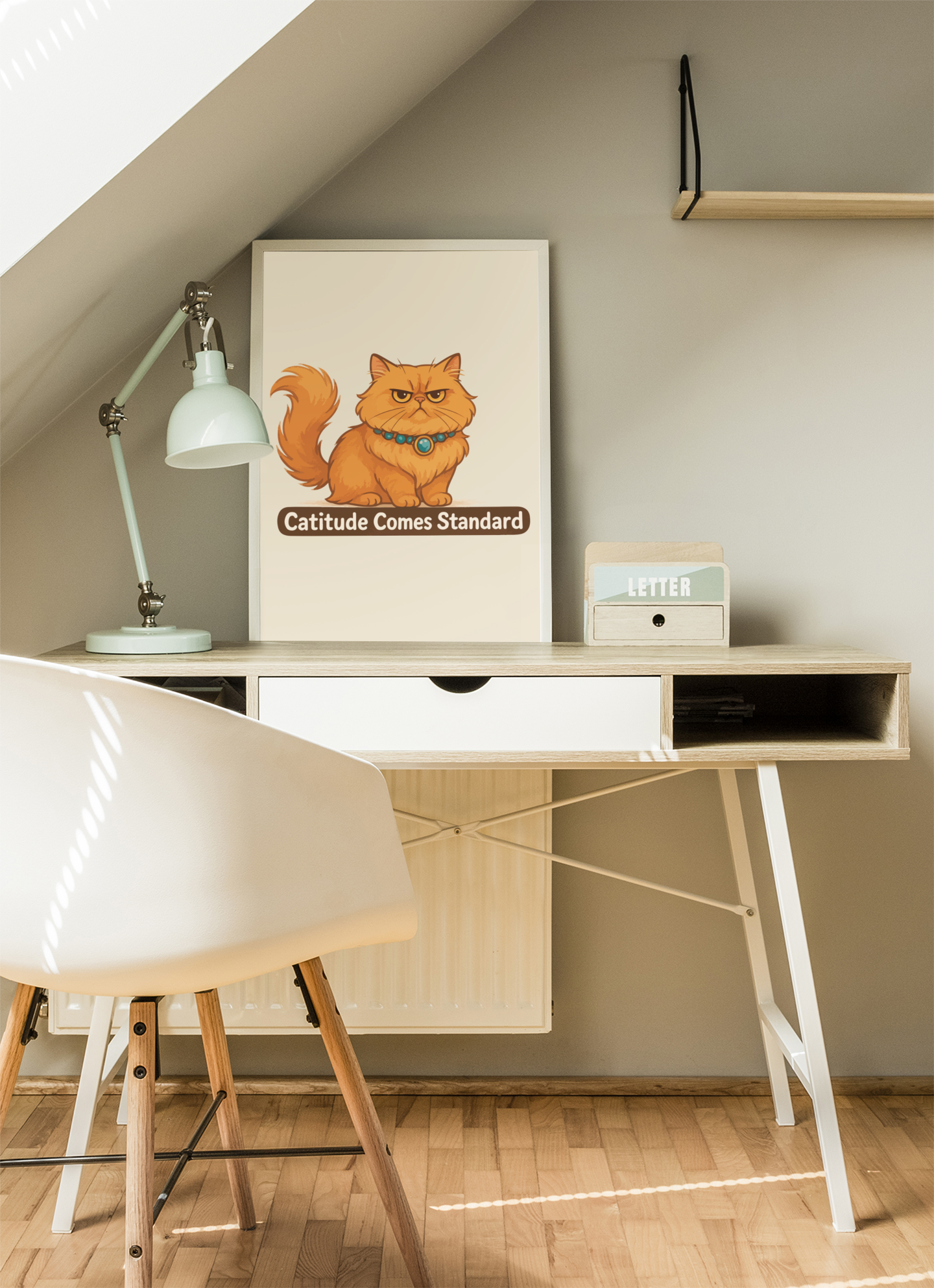 Funny Cat Memes Poster - 'Catitude Comes Standard' - Matte Vertical Home Decor