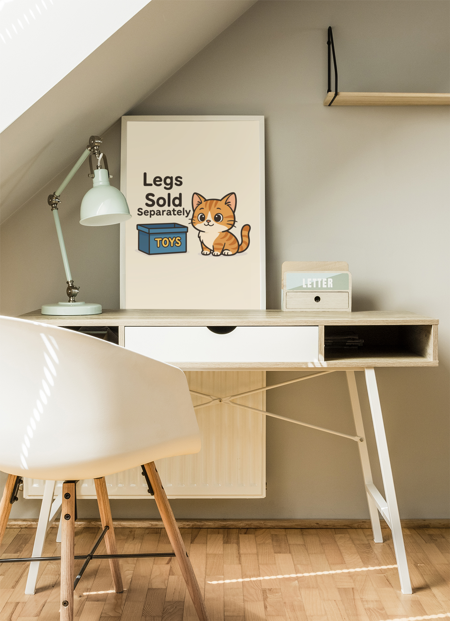 Funny Cat Memes: Whimsical Cat Poster - "Legs Sold Separately" - Cute Home Decor