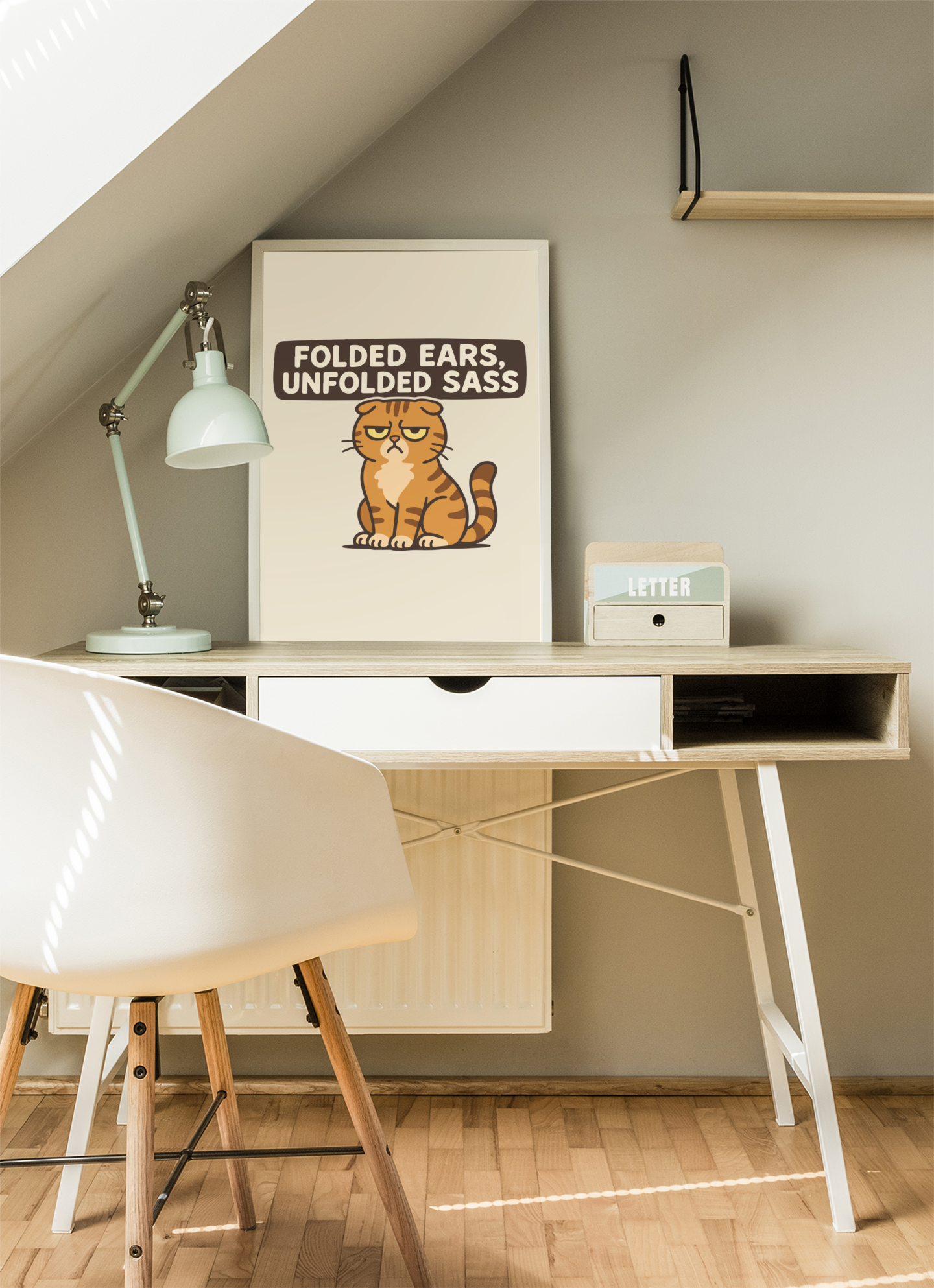 Funny Cat Memes Poster - "Folded Ears, Unfolded Sass" - Print for Pet Lovers