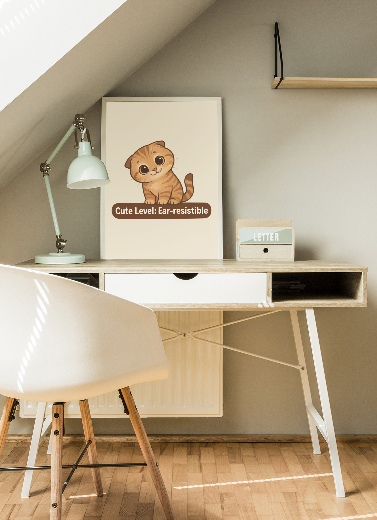Funny Cat Memes: Cute Cat Vertical Poster - "Cute Level: Ear-resistible"