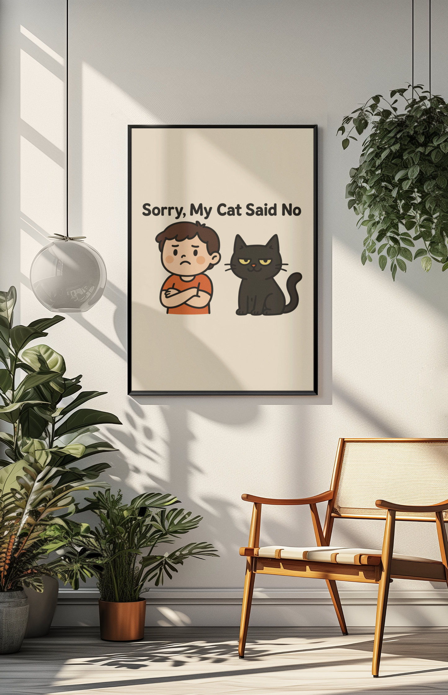 Funny Cat Themed Matte Vertical Poster - 'Sorry, My Cat Said No'
