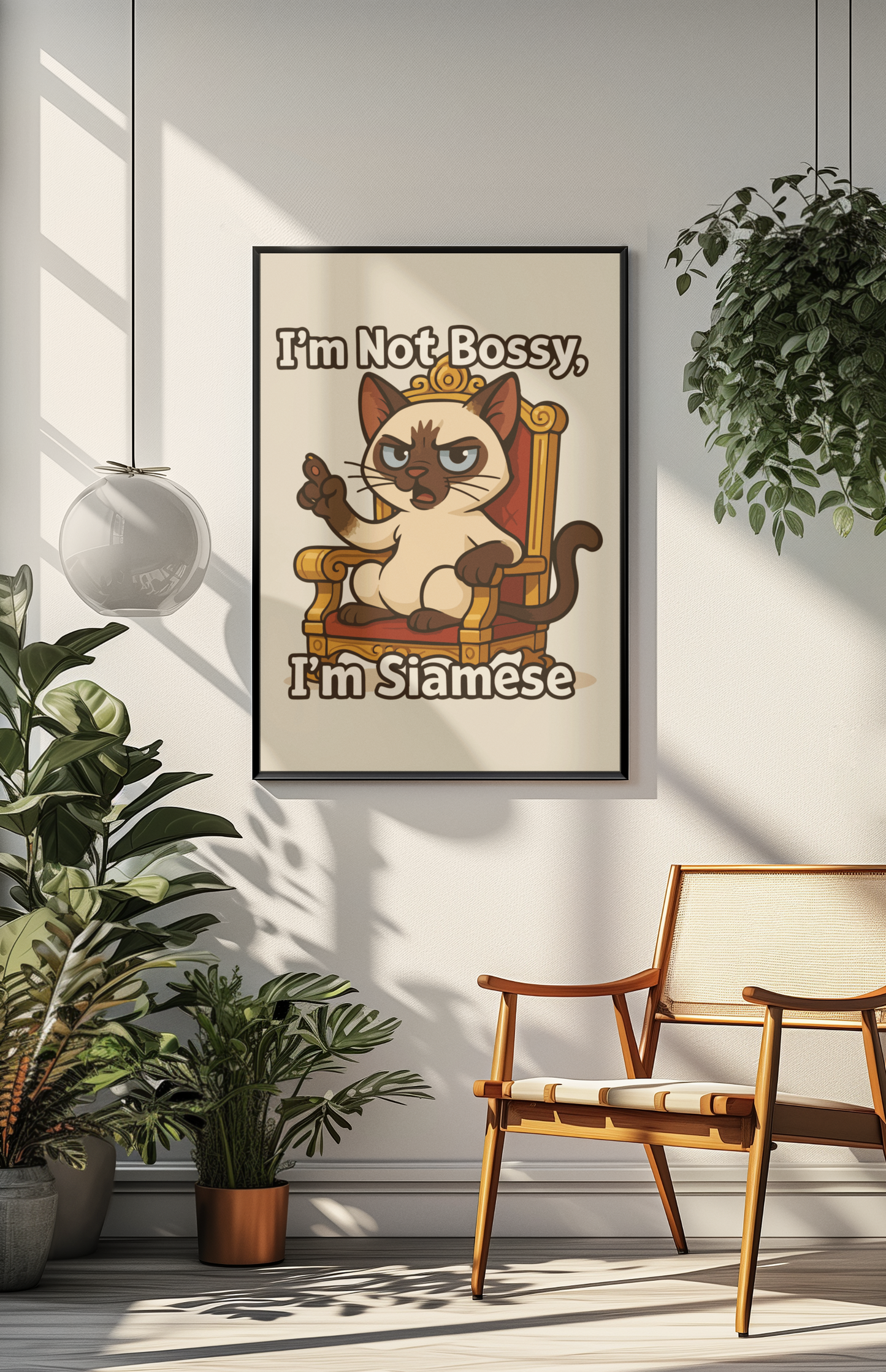 Funny Cat Memes: Funny Siamese Cat Poster - "I'm Not Bossy, I'm Siamese" - Matte Wall Art