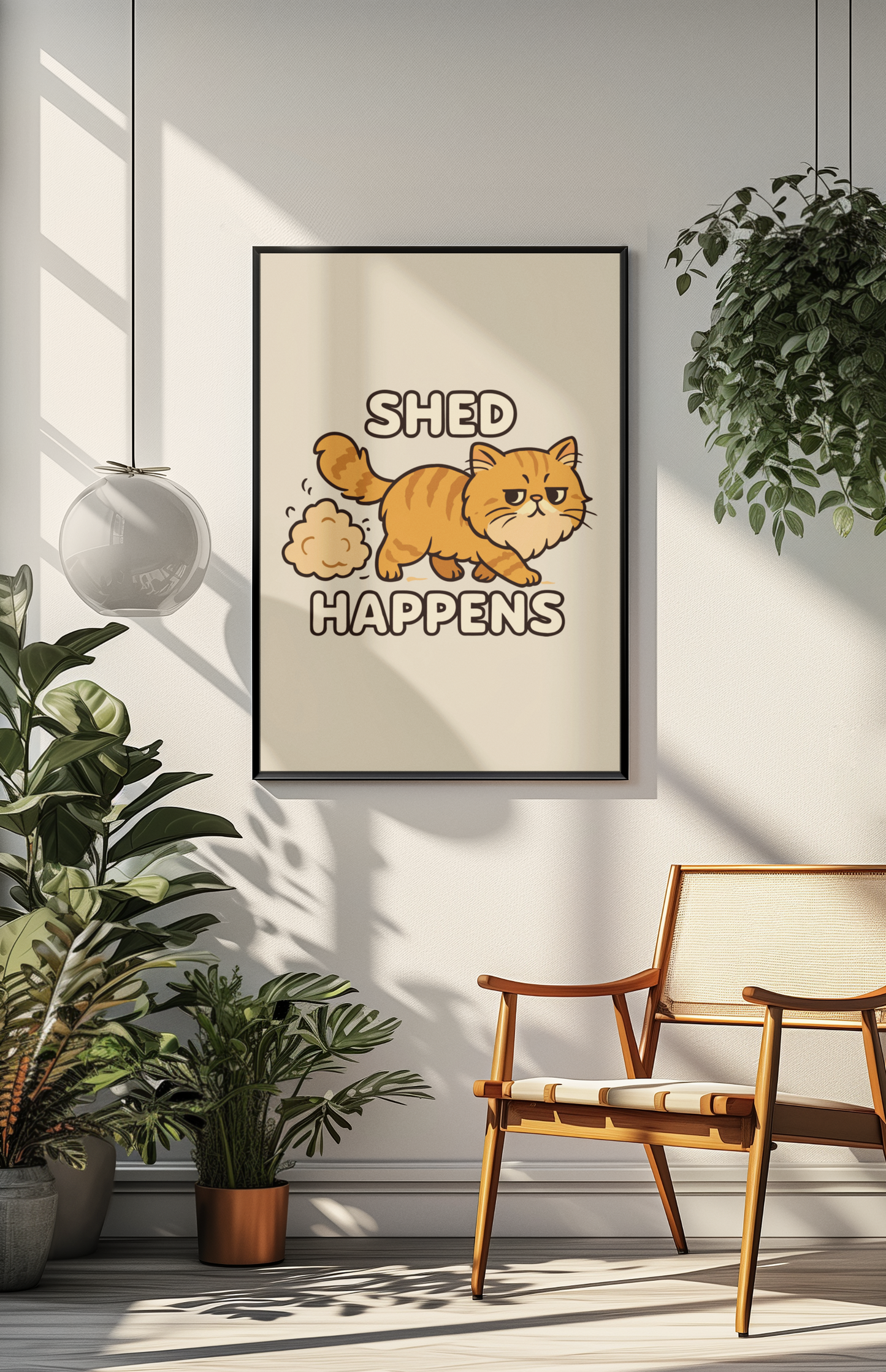 Funny Cat Memes: Shed Happens Cat Poster – Cute Matte Vertical Wall Art for Pet Lovers
