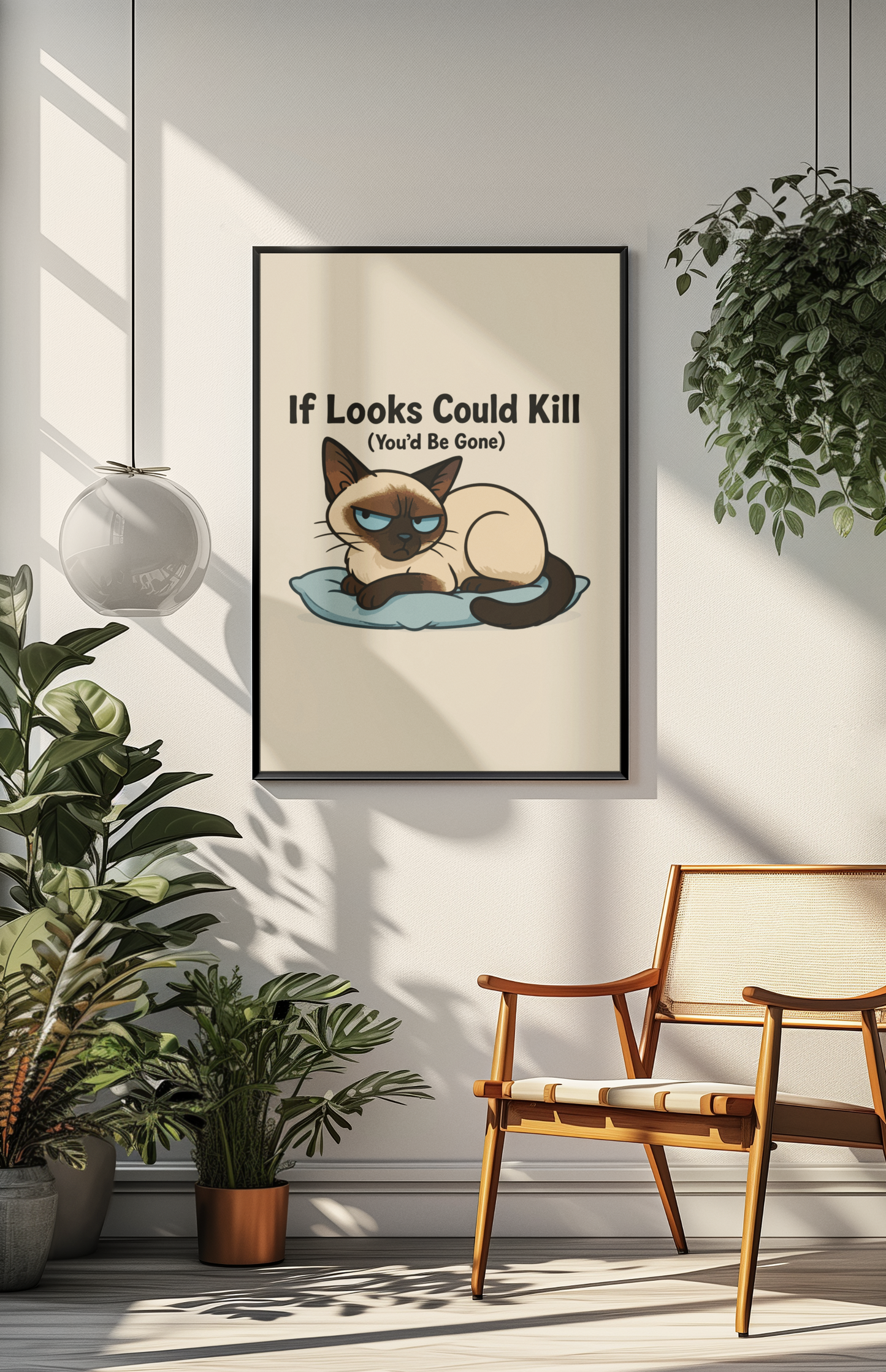 Funny Cat Memes Poster - If Looks Could Kill (You'd Be Gone) - Matte Vertical Wall Art