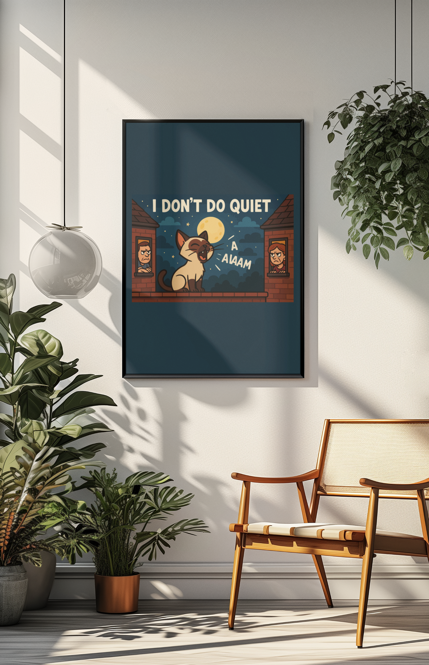 Funny Cat Memes Wall Art - "I Don't Do Quiet" Matte Vertical Poster