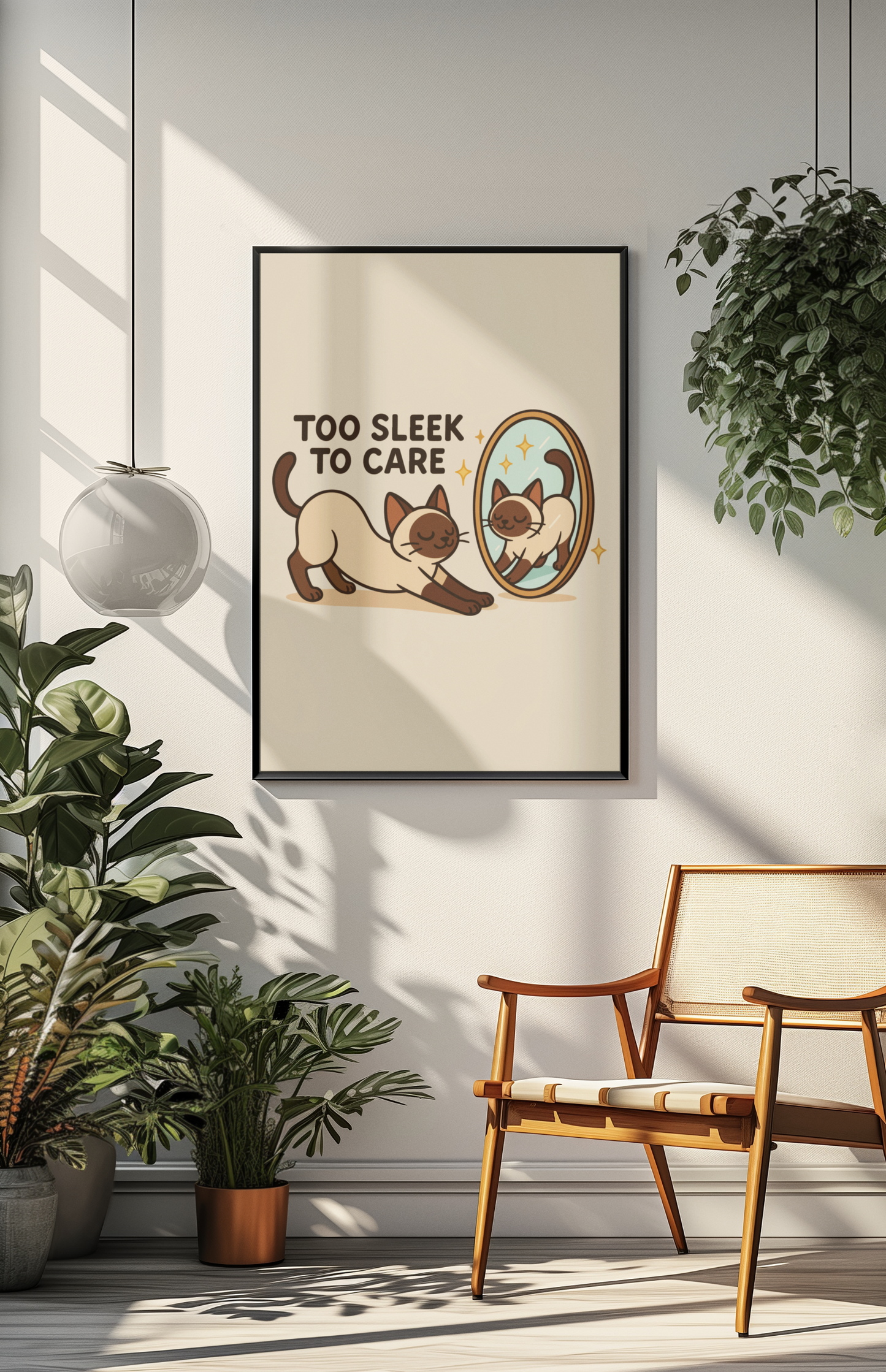 Funny Cat Memes: Playful Cat Poster - Too Sleek to Care