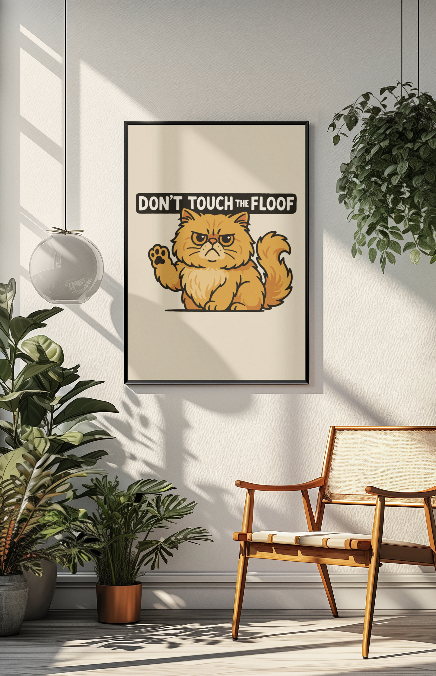 Funny Cat Memes: Don't Touch the Floof Cat Poster - Matte Vertical Wall Art for Cat Lovers