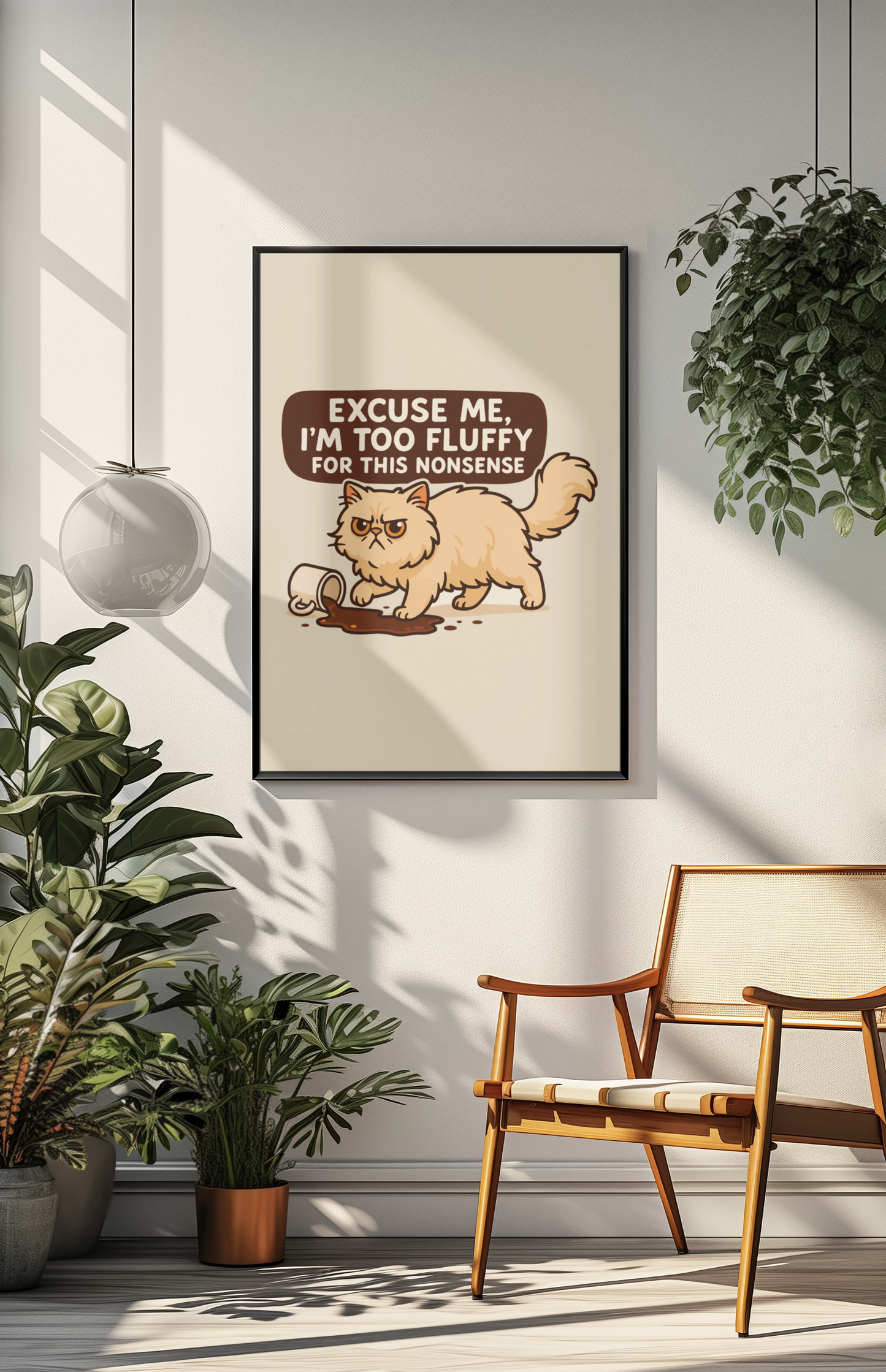 Funny Cat Memes: Fluffy Cat Matte Vertical Poster - Perfect Wall Art for Cat Lovers