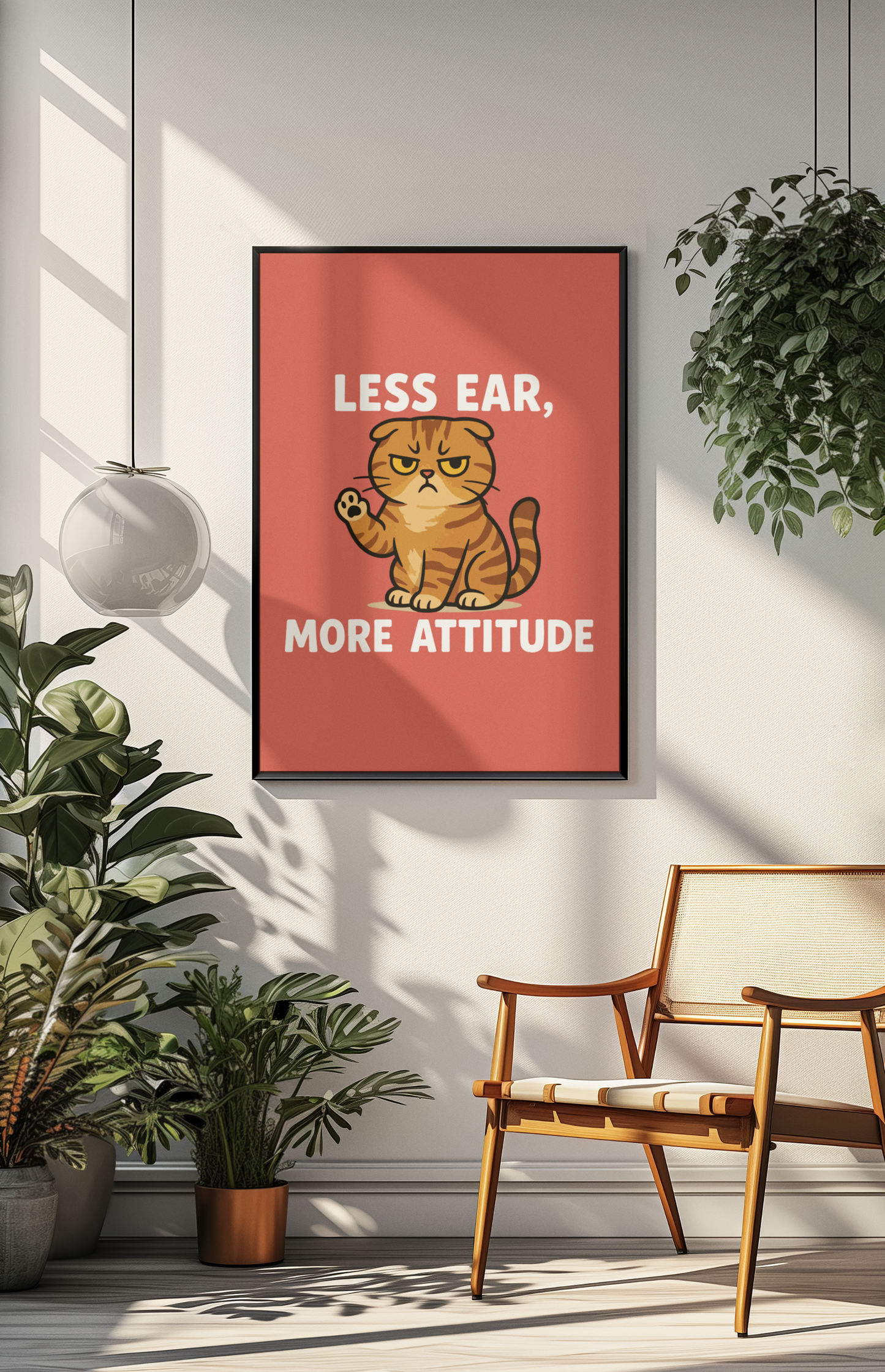 Funny Cat Memes Poster - 'Less Ear, More Attitude' Wall Art