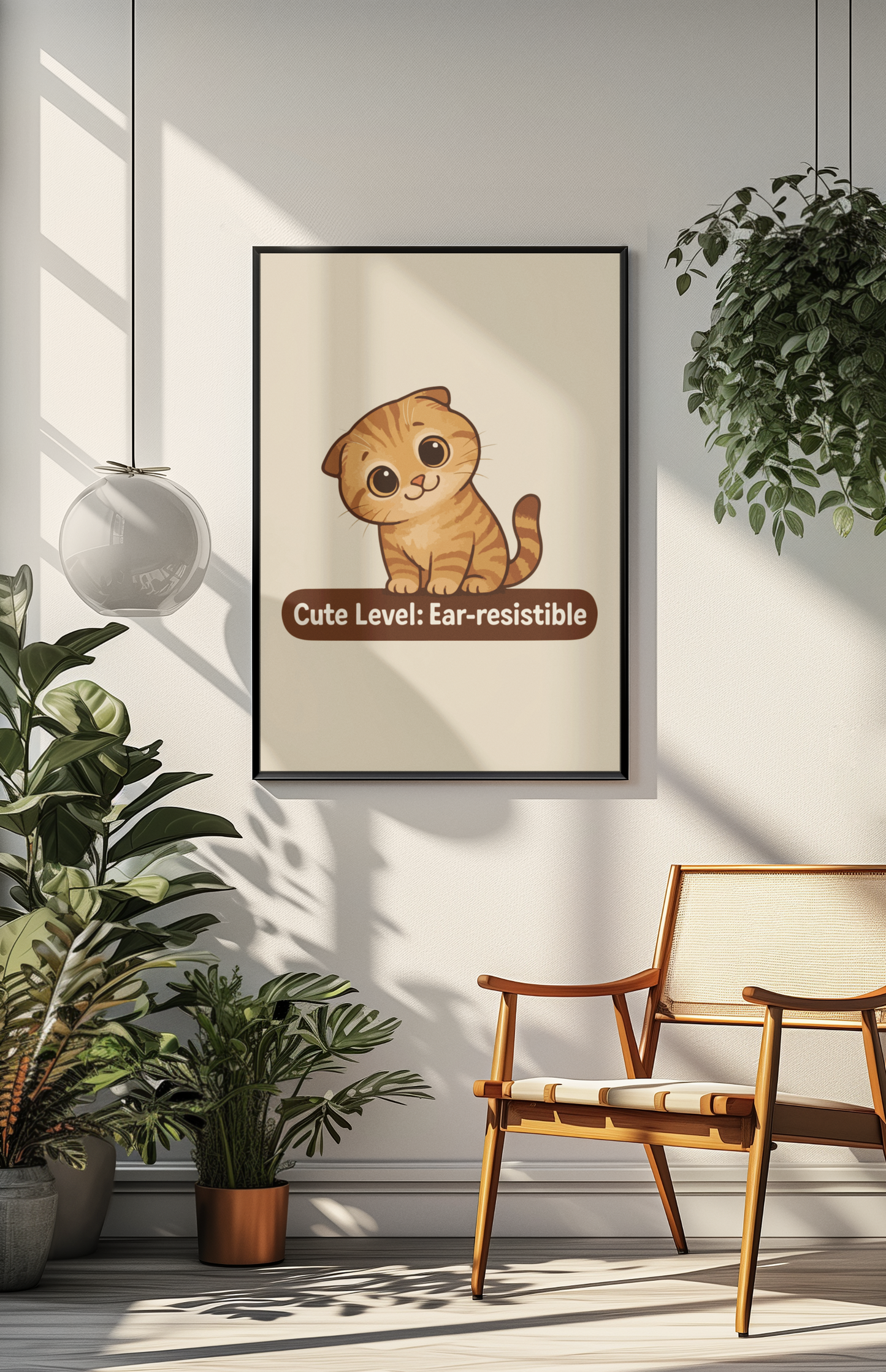 Funny Cat Memes: Cute Cat Vertical Poster - "Cute Level: Ear-resistible"