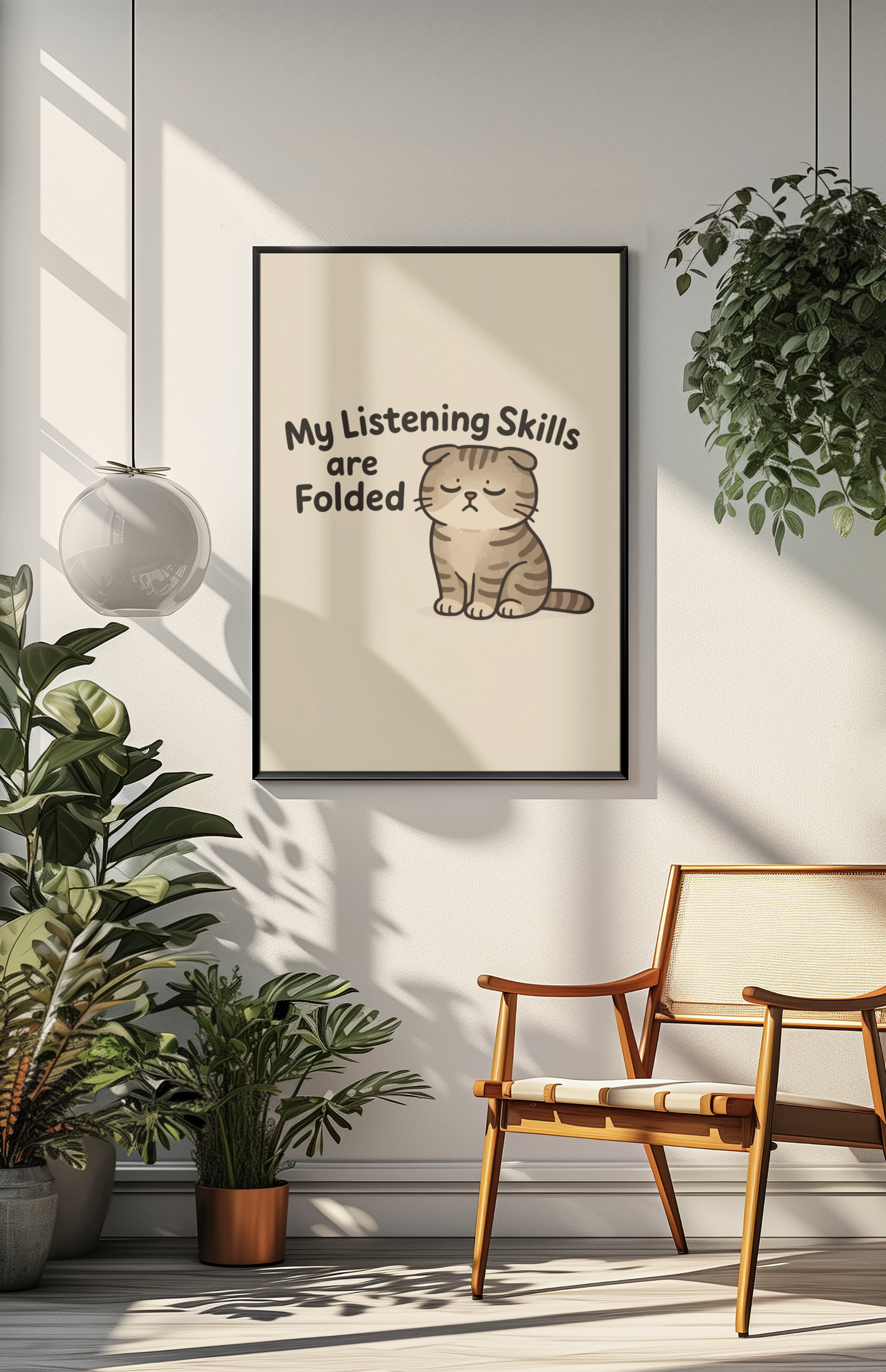 Funny Cat Memes Poster - 'My Listening Skills are Folded'