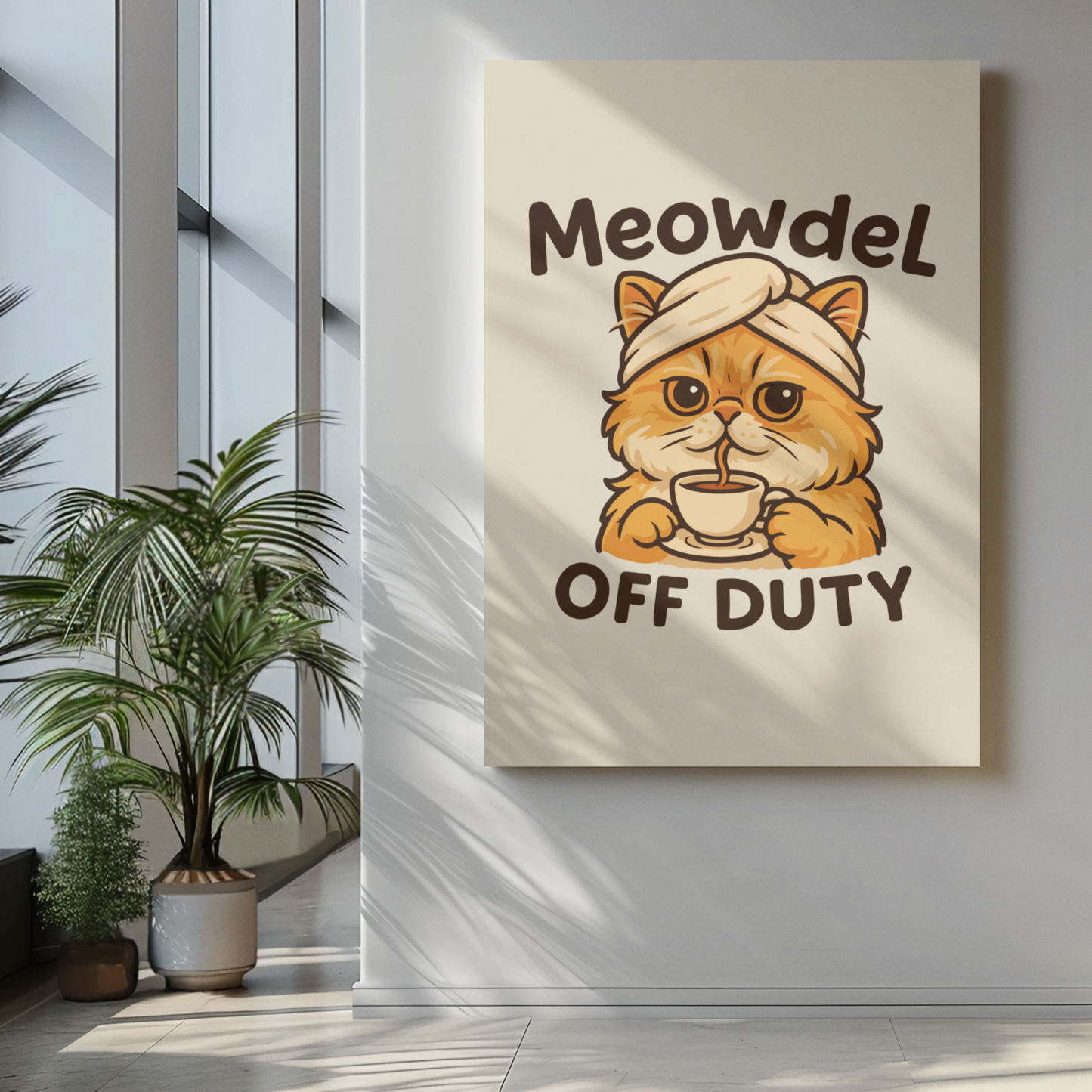 Cute Cat Off Duty Matte Vertical Poster - Funny Cat Memes Wall Art, Perfect for Pet Lovers