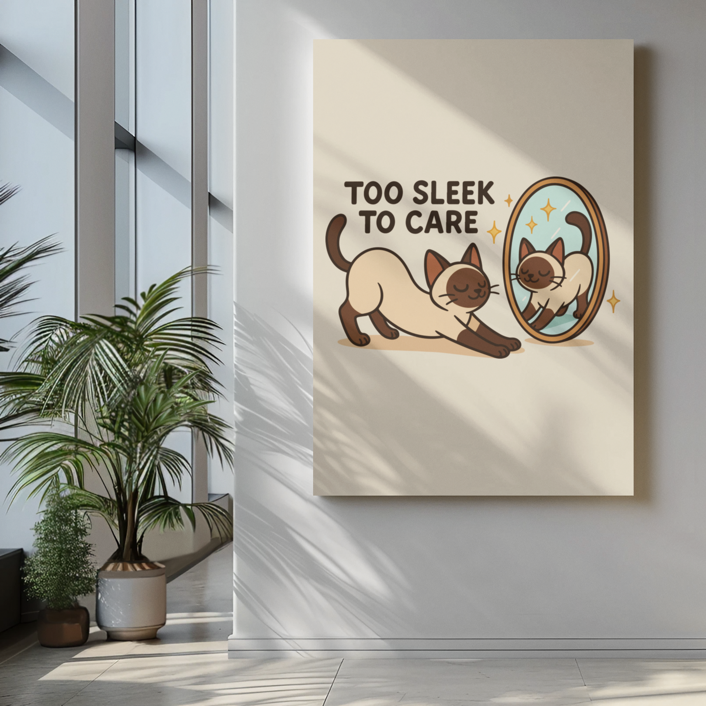 Funny Cat Memes: Playful Cat Poster - Too Sleek to Care