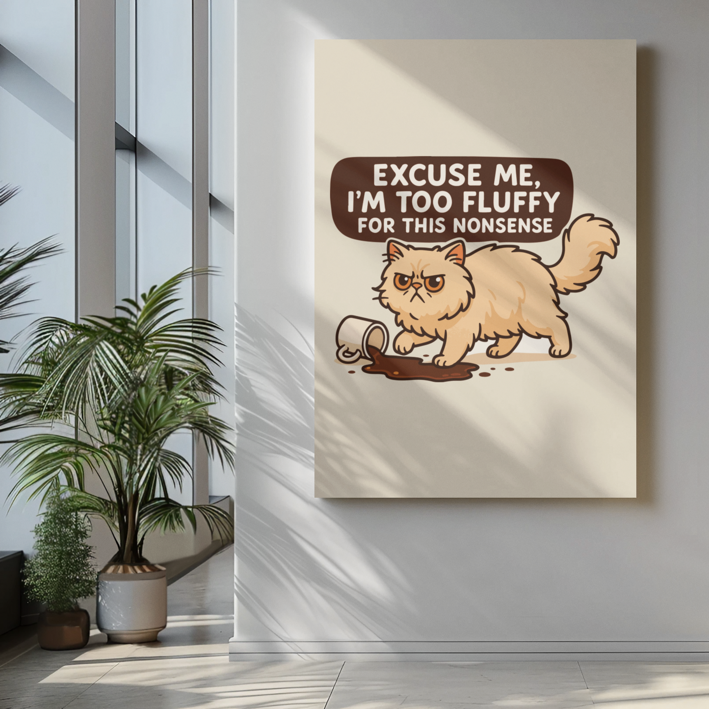 Funny Cat Memes: Fluffy Cat Matte Vertical Poster - Perfect Wall Art for Cat Lovers