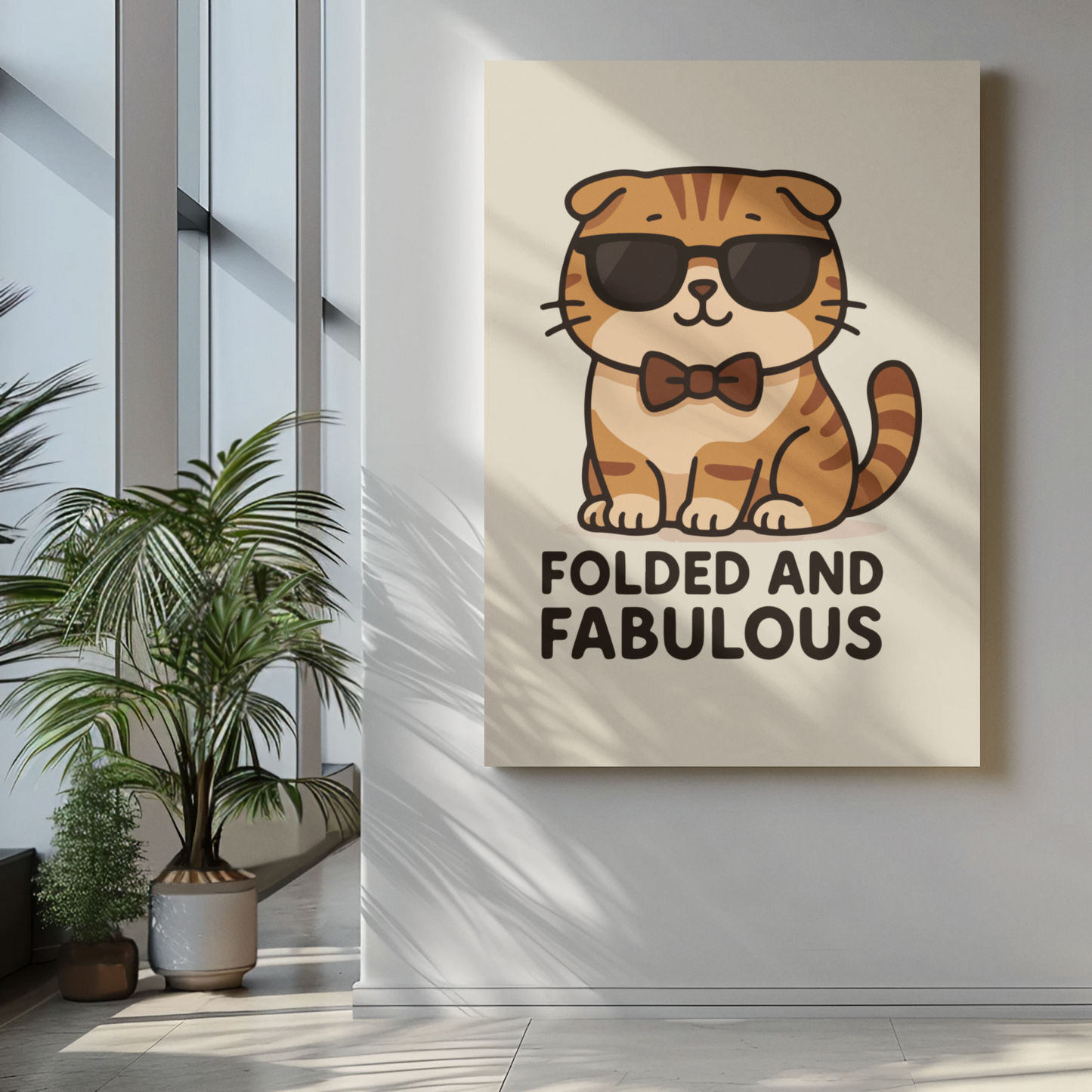 Funny Cat Memes: Folded and Fabulous Cat Art Poster - Matte Vertical Wall Decor