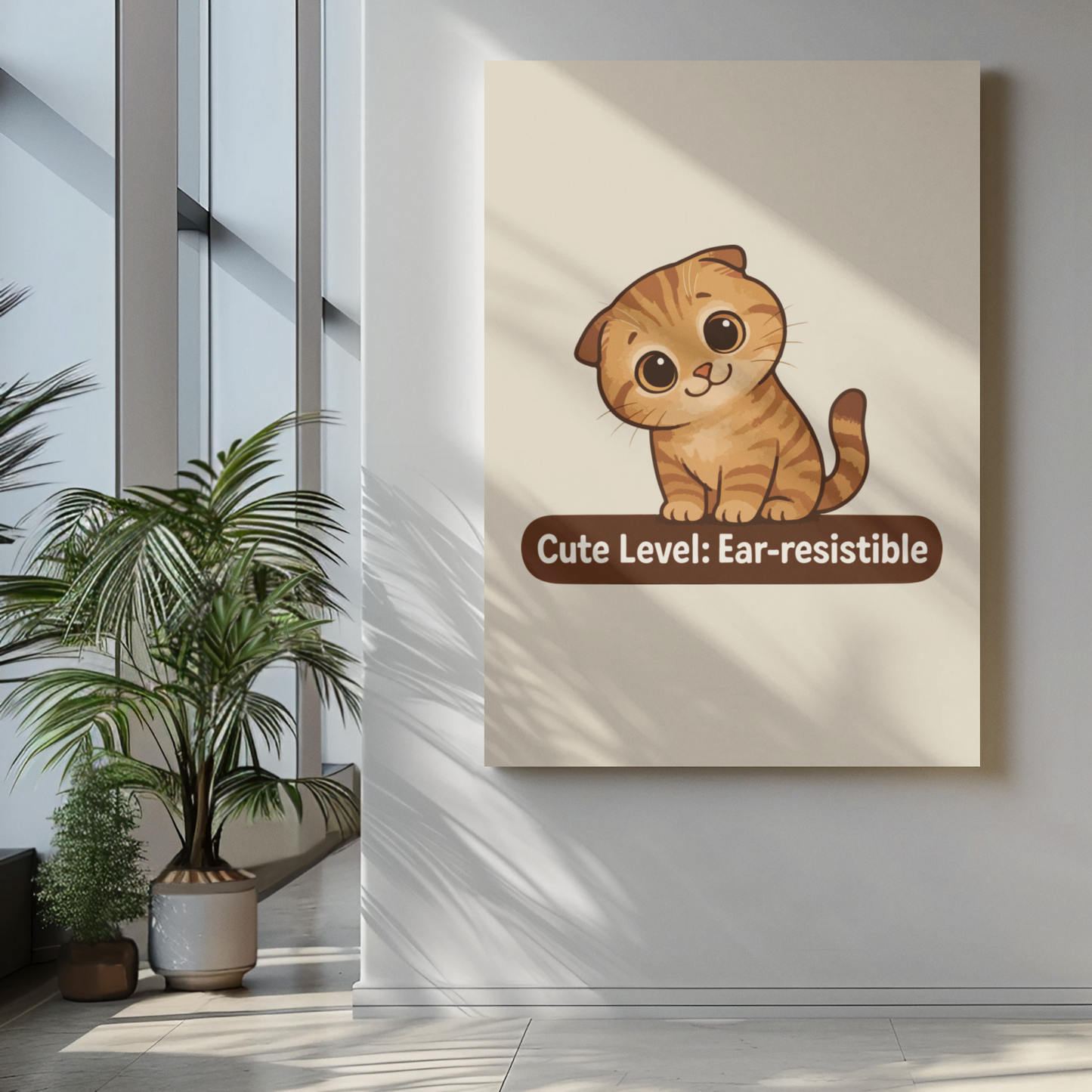 Funny Cat Memes: Cute Cat Vertical Poster - "Cute Level: Ear-resistible"