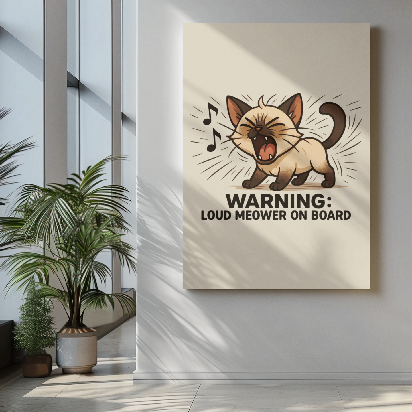 Funny Cat Memes: Humorous Cat Warning Vertical Poster - Loud Meower Decor