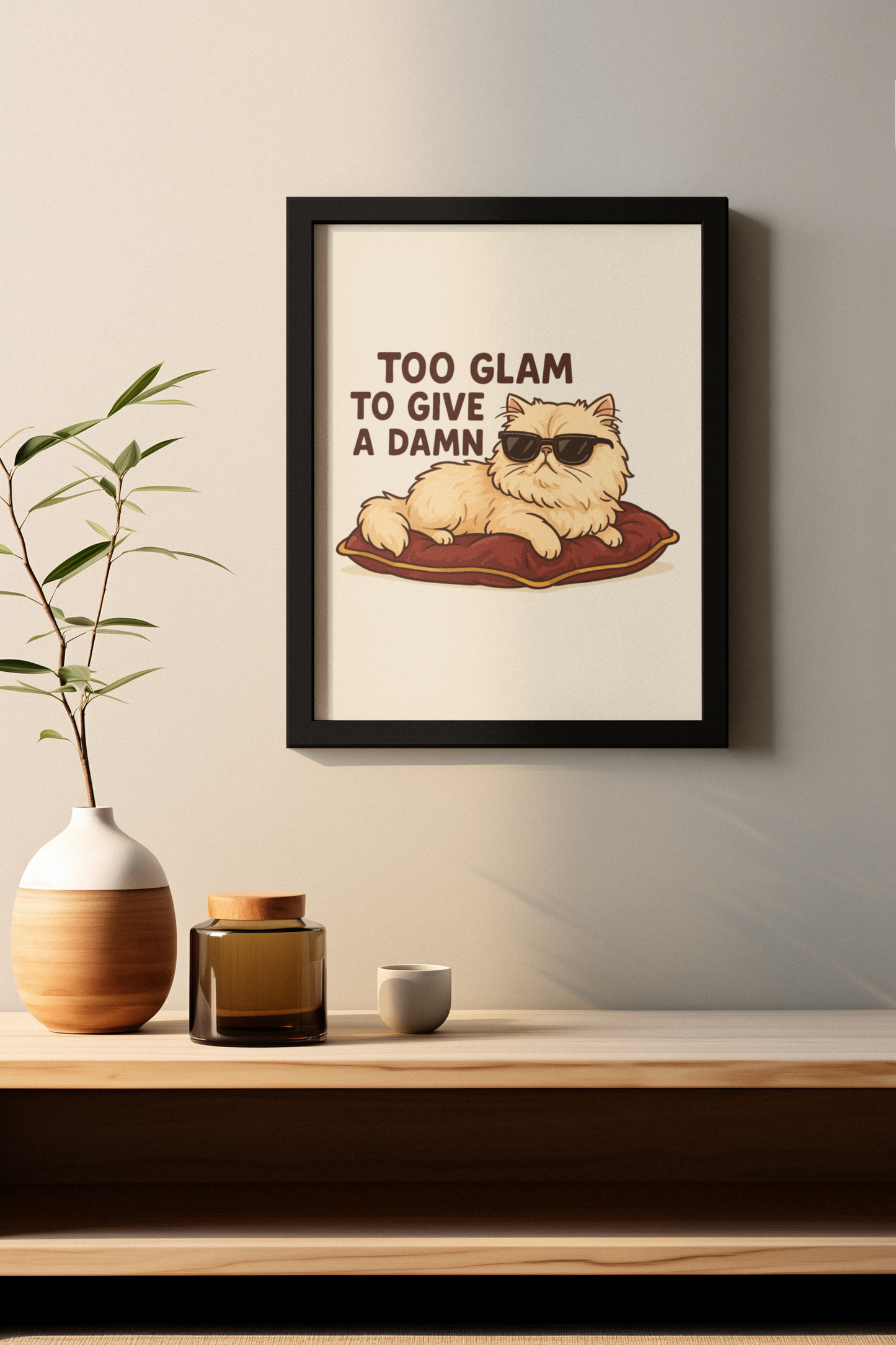 Chic Cat Themed Matte Vertical Posters - 'Too Glam to Give a Damn'