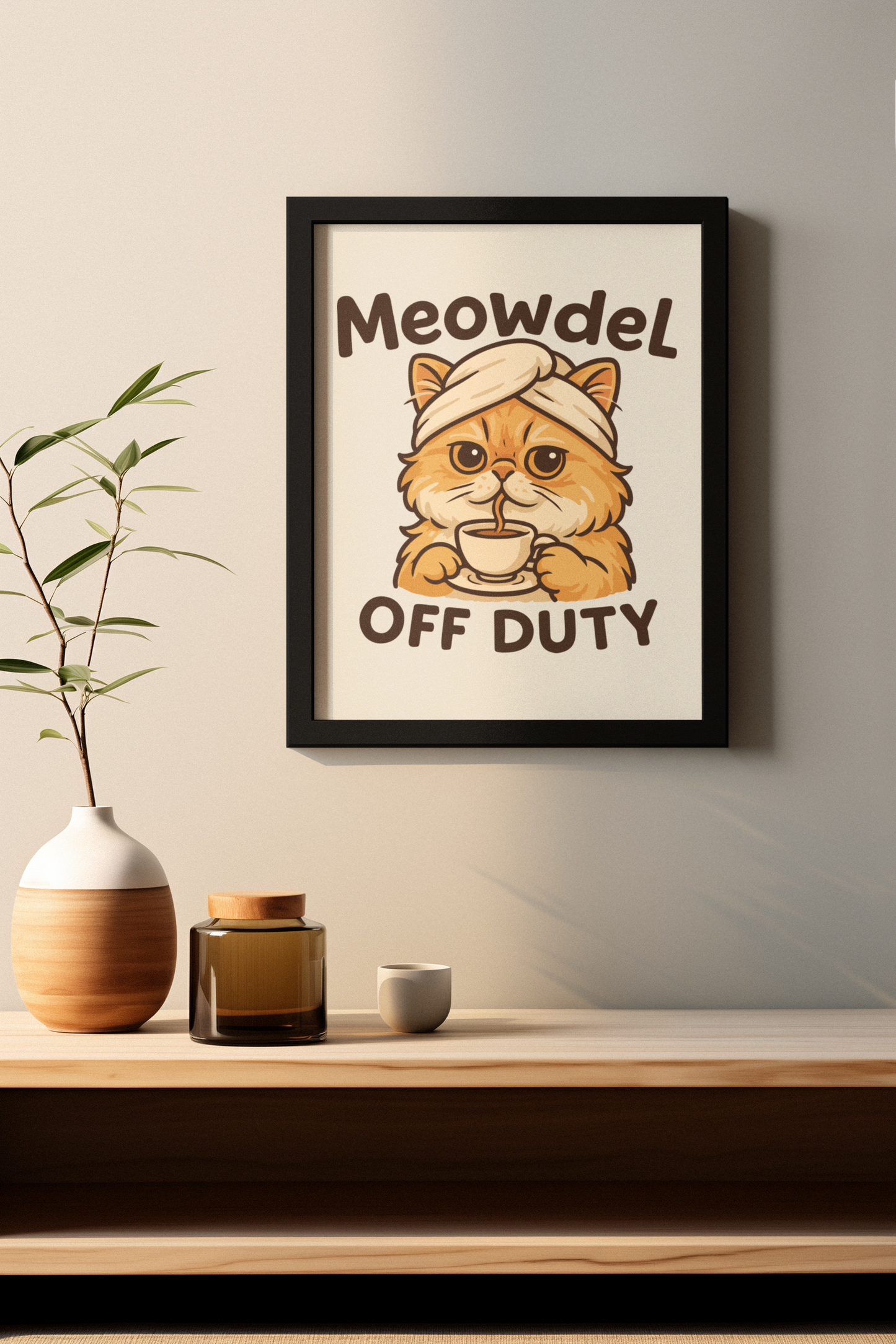 Cute Cat Off Duty Matte Vertical Poster - Funny Cat Memes Wall Art, Perfect for Pet Lovers