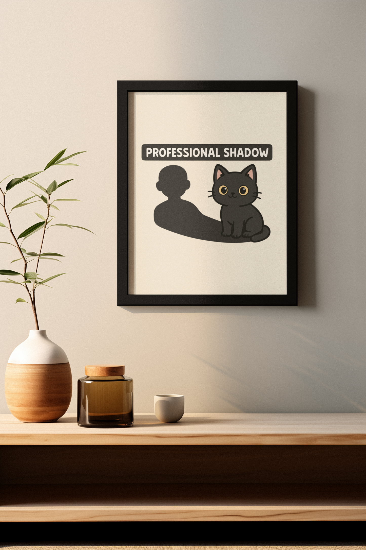 Funny Cat Memes: Professional Shadow Cat Poster - Cute Pet Decor for Cat Lovers