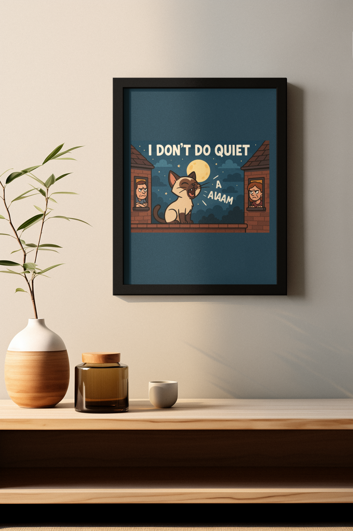 Funny Cat Memes Wall Art - "I Don't Do Quiet" Matte Vertical Poster