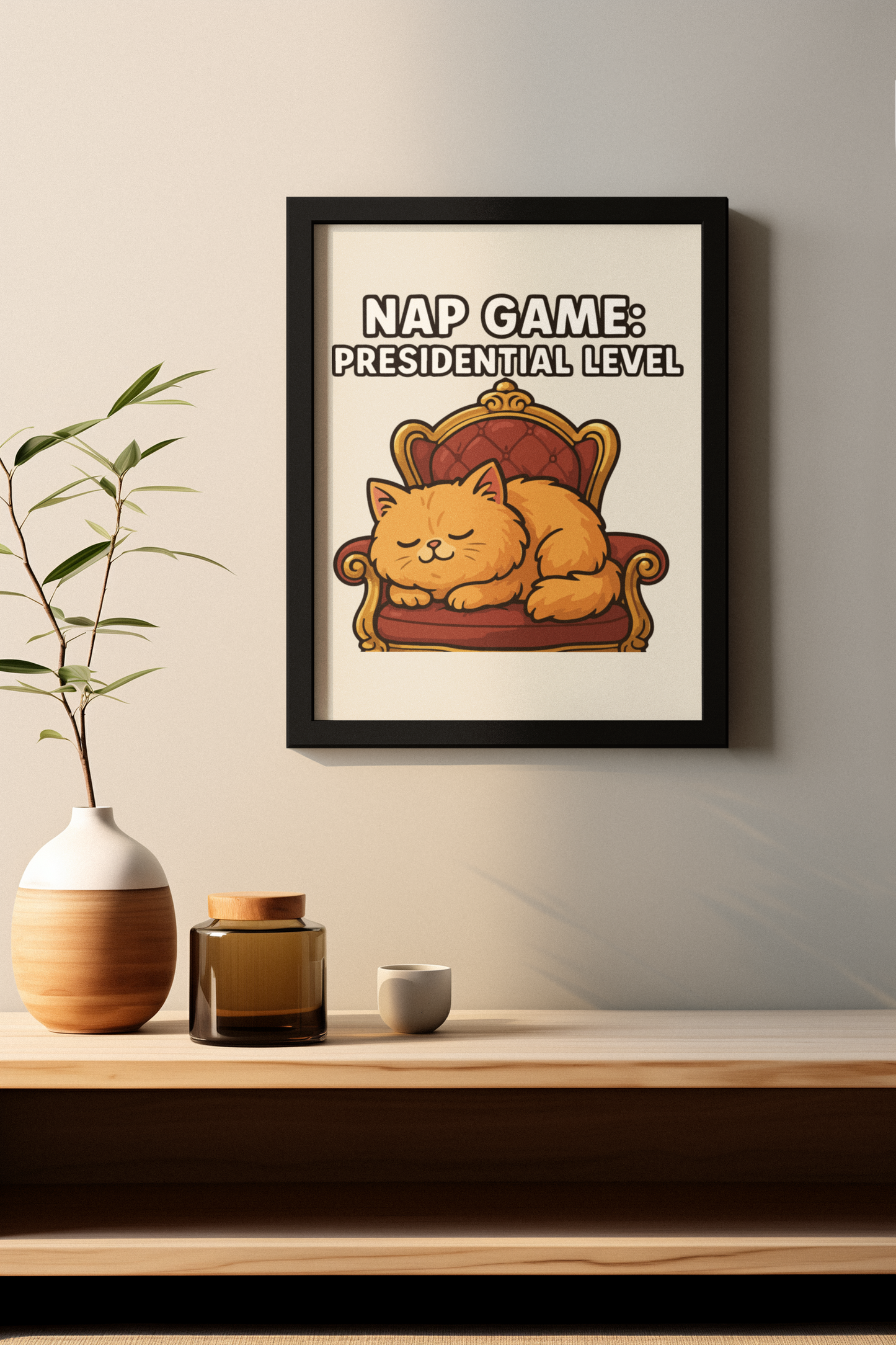 Funny Cat Memes: Cat Nap Game Poster - Presidential Level Wall Art