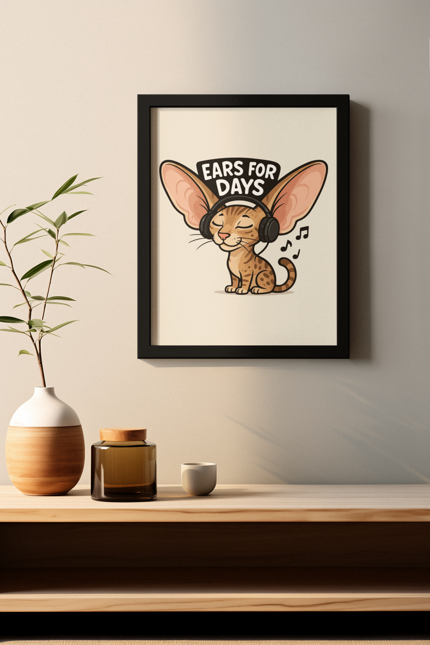 Funny Cat Memes: Ears for Days Cat Poster - Fun Wall Art for Cat Lovers
