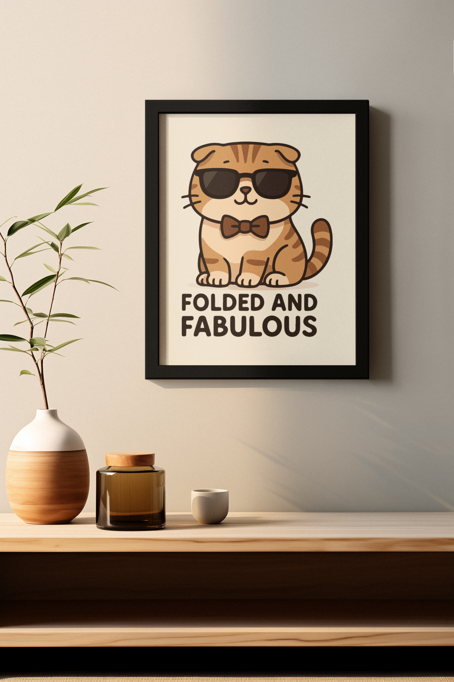 Funny Cat Memes: Folded and Fabulous Cat Art Poster - Matte Vertical Wall Decor