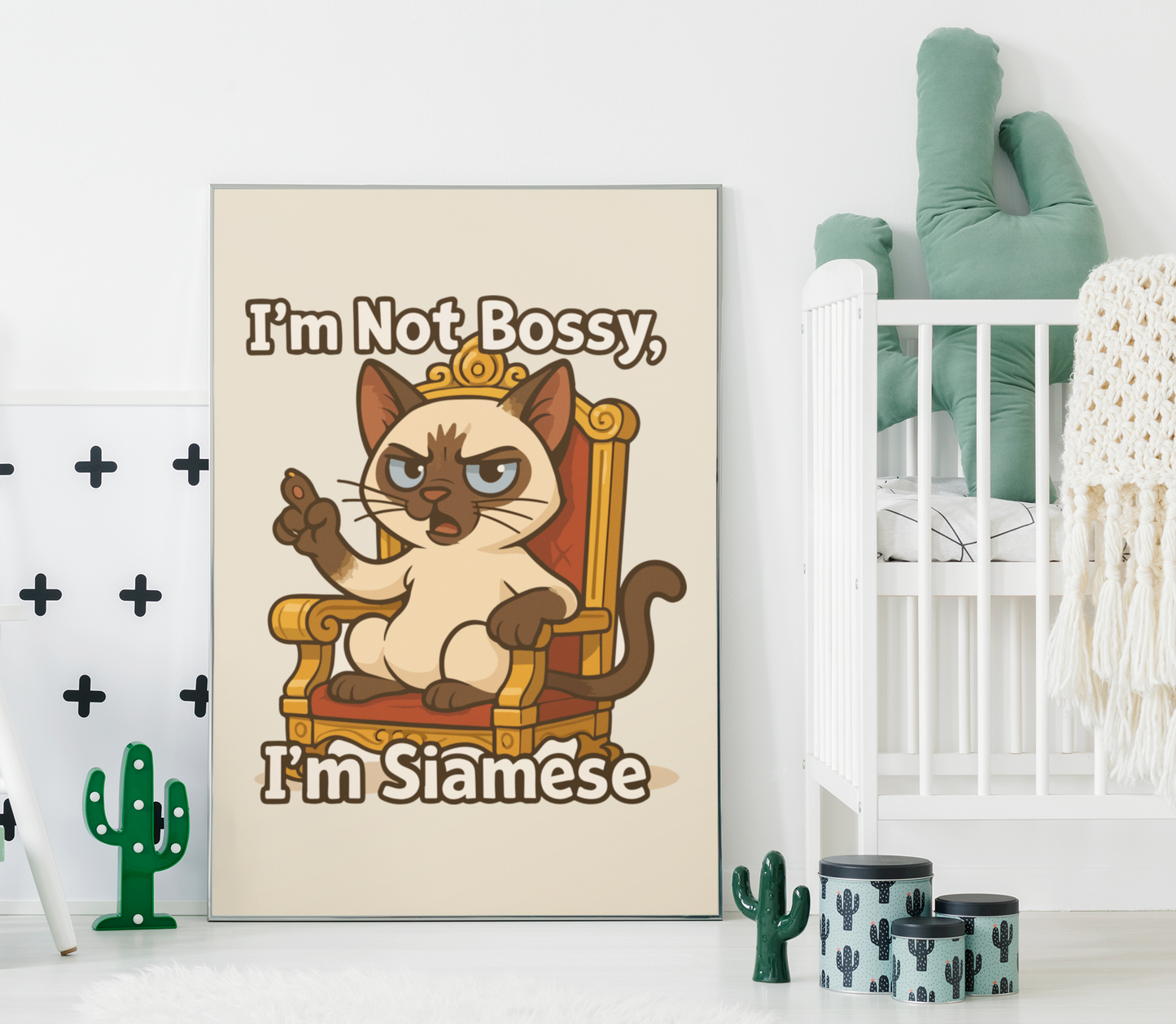 Funny Cat Memes: Funny Siamese Cat Poster - "I'm Not Bossy, I'm Siamese" - Matte Wall Art