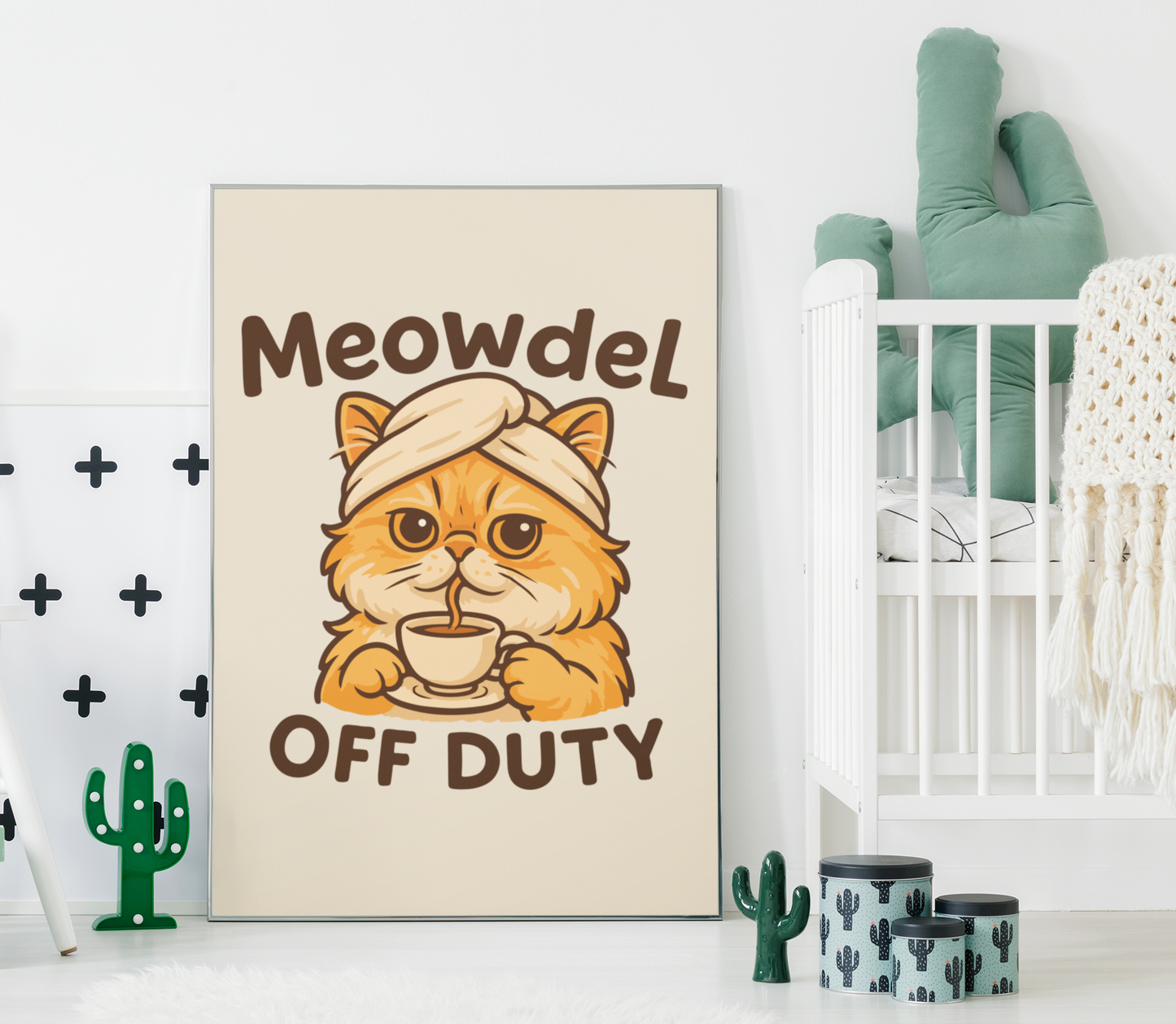 Cute Cat Off Duty Matte Vertical Poster - Funny Cat Memes Wall Art, Perfect for Pet Lovers