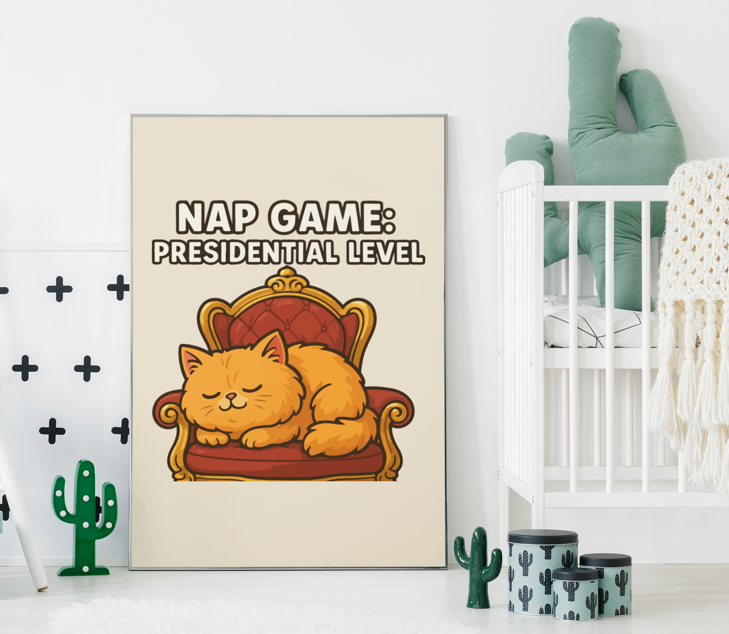 Funny Cat Memes: Cat Nap Game Poster - Presidential Level Wall Art