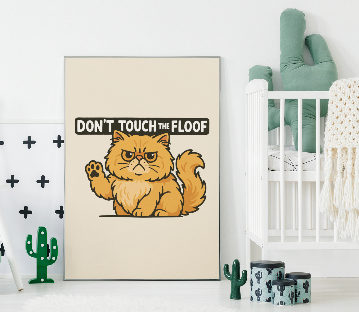 Funny Cat Memes: Don't Touch the Floof Cat Poster - Matte Vertical Wall Art for Cat Lovers