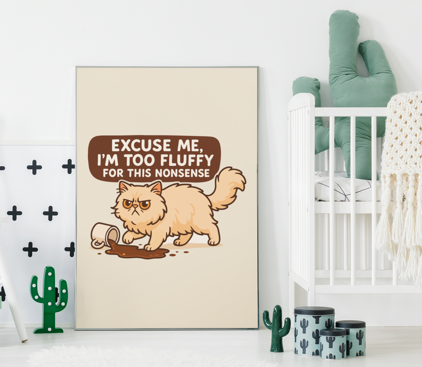 Funny Cat Memes: Fluffy Cat Matte Vertical Poster - Perfect Wall Art for Cat Lovers