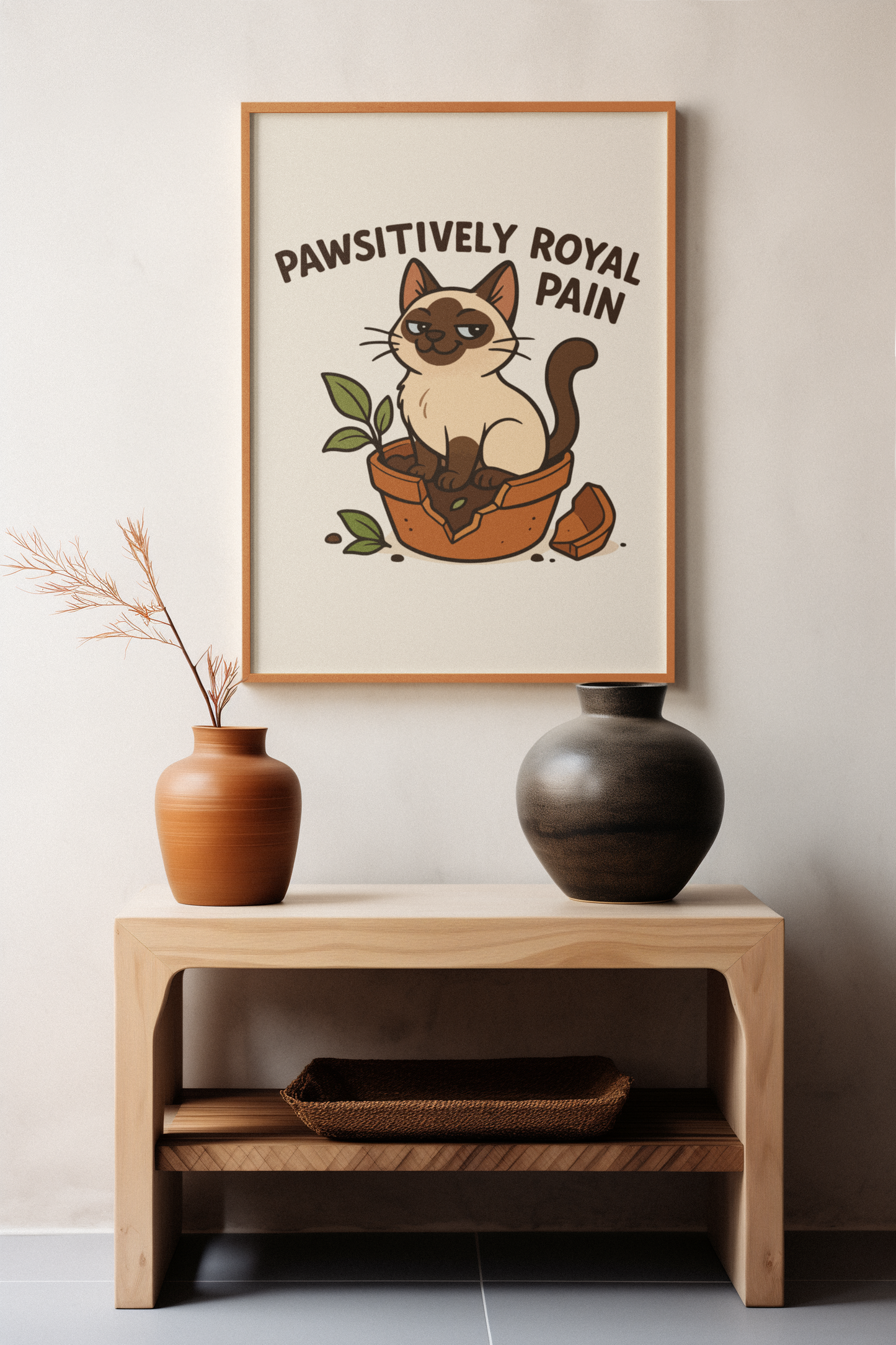 Funny Cat Memes: Playful Cat Poster - 'Pawsitively Royal Pain' - Whimsical Home Decor