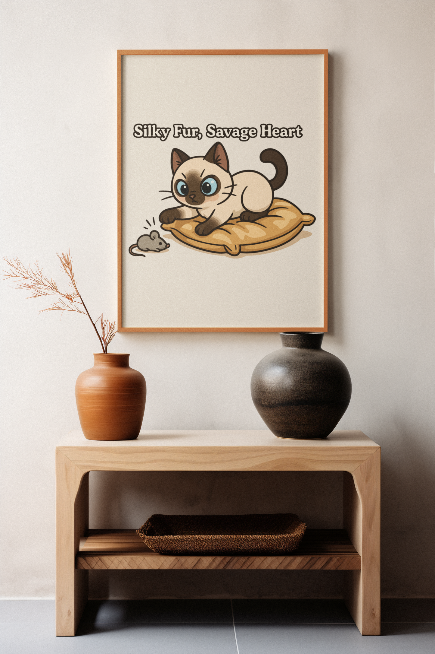 Funny Cat Memes: Cute Cat Matte Vertical Poster - "Silky Fur, Savage Heart"