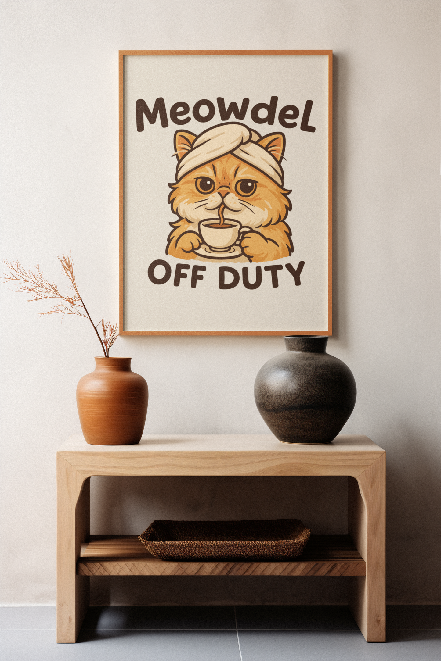 Cute Cat Off Duty Matte Vertical Poster - Funny Cat Memes Wall Art, Perfect for Pet Lovers