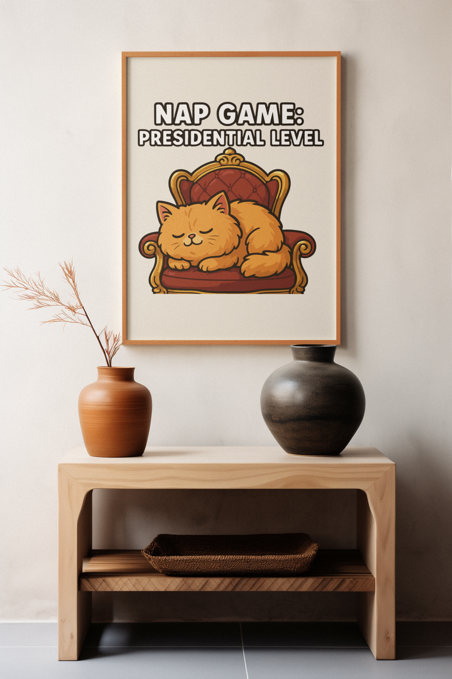 Funny Cat Memes: Cat Nap Game Poster - Presidential Level Wall Art