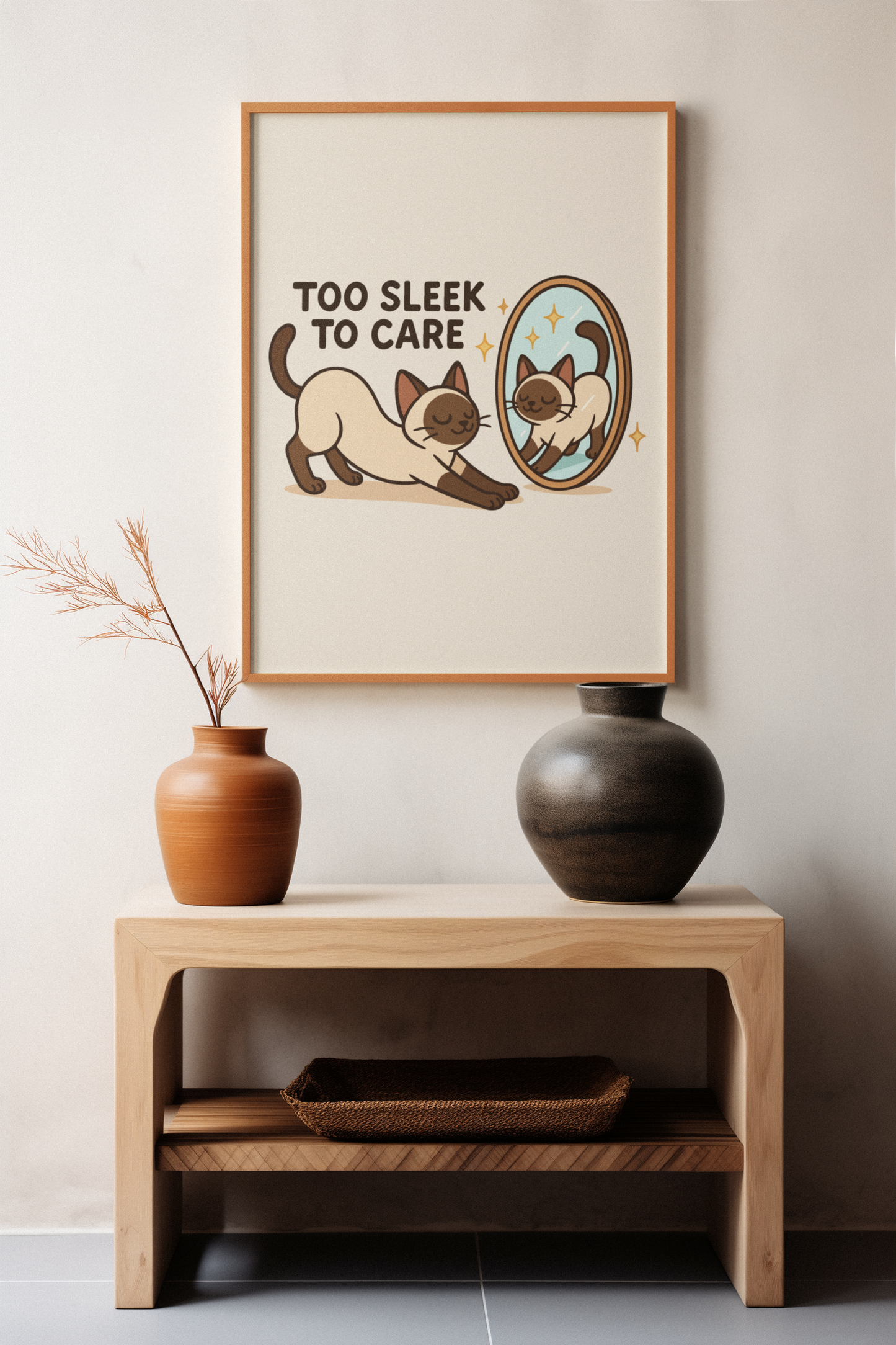 Funny Cat Memes: Playful Cat Poster - Too Sleek to Care