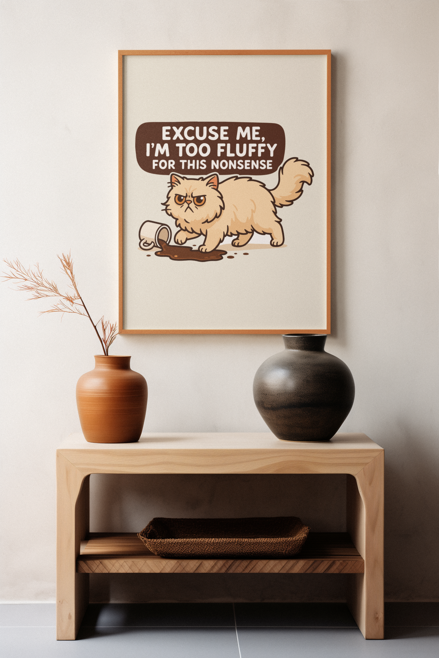 Funny Cat Memes: Fluffy Cat Matte Vertical Poster - Perfect Wall Art for Cat Lovers