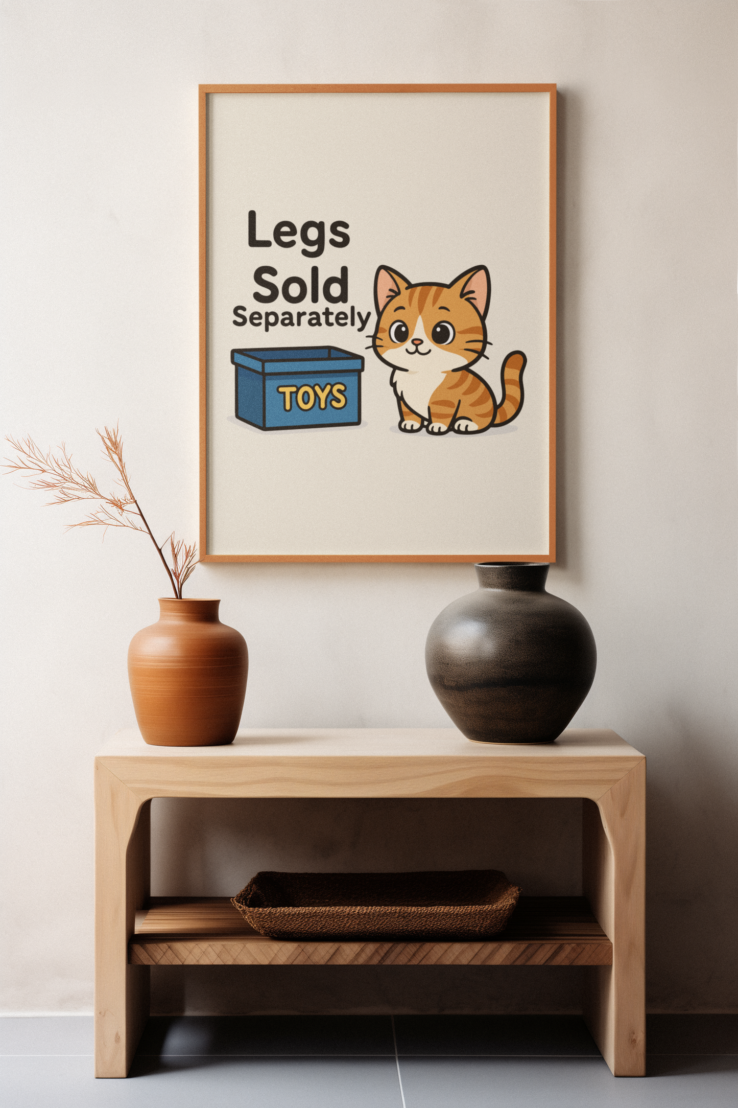 Funny Cat Memes: Whimsical Cat Poster - "Legs Sold Separately" - Cute Home Decor