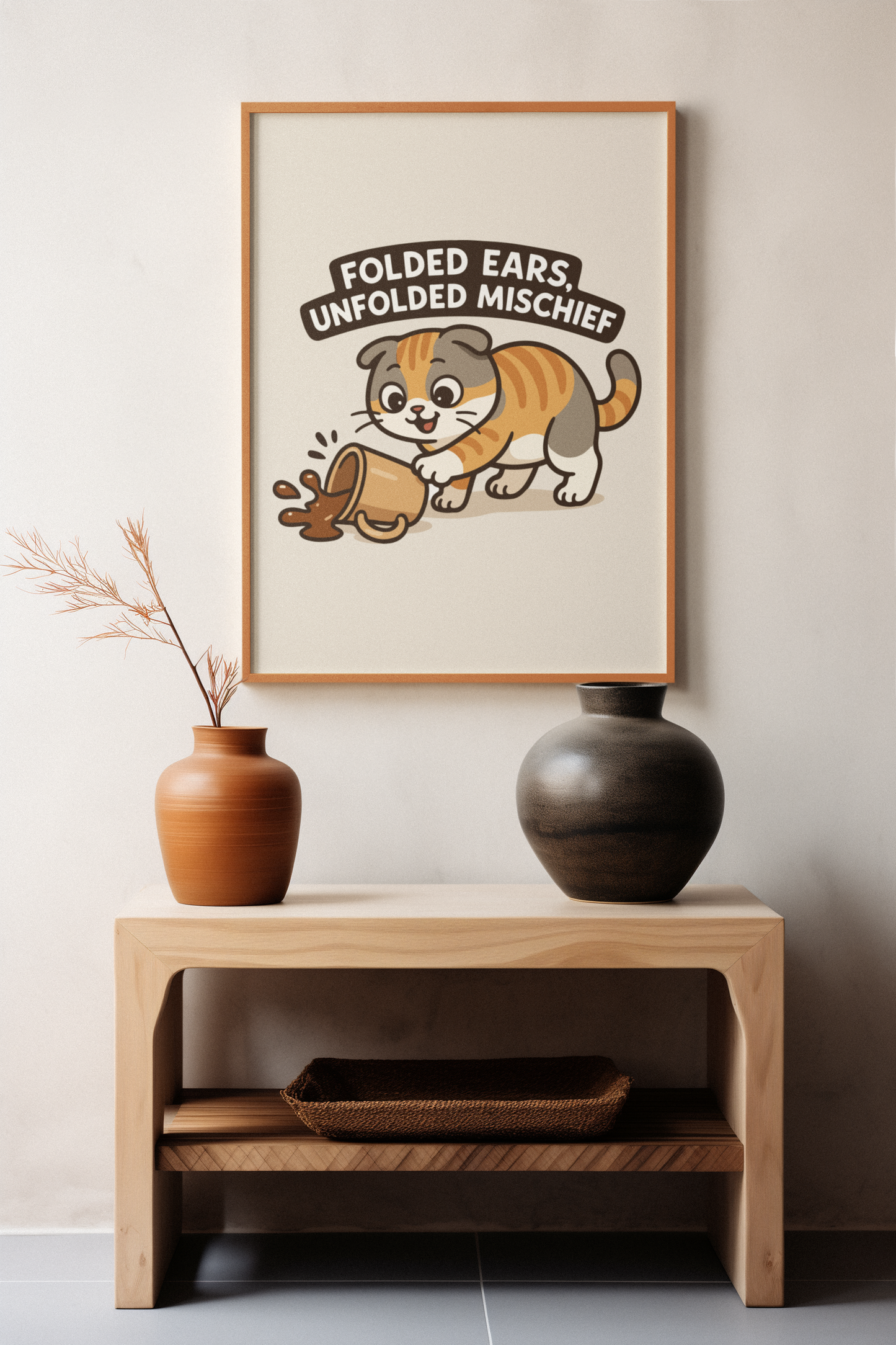 Funny Cat Memes: Cute Cat Poster - 'Folded Ears, Unfolded Mischief'