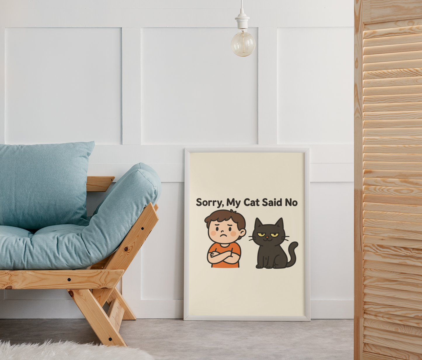 Funny Cat Themed Matte Vertical Poster - 'Sorry, My Cat Said No'