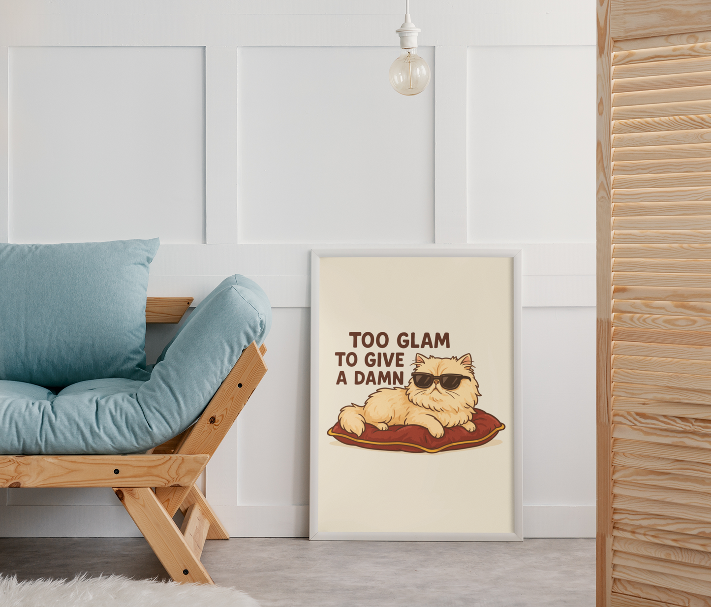 Chic Cat Themed Matte Vertical Posters - 'Too Glam to Give a Damn'