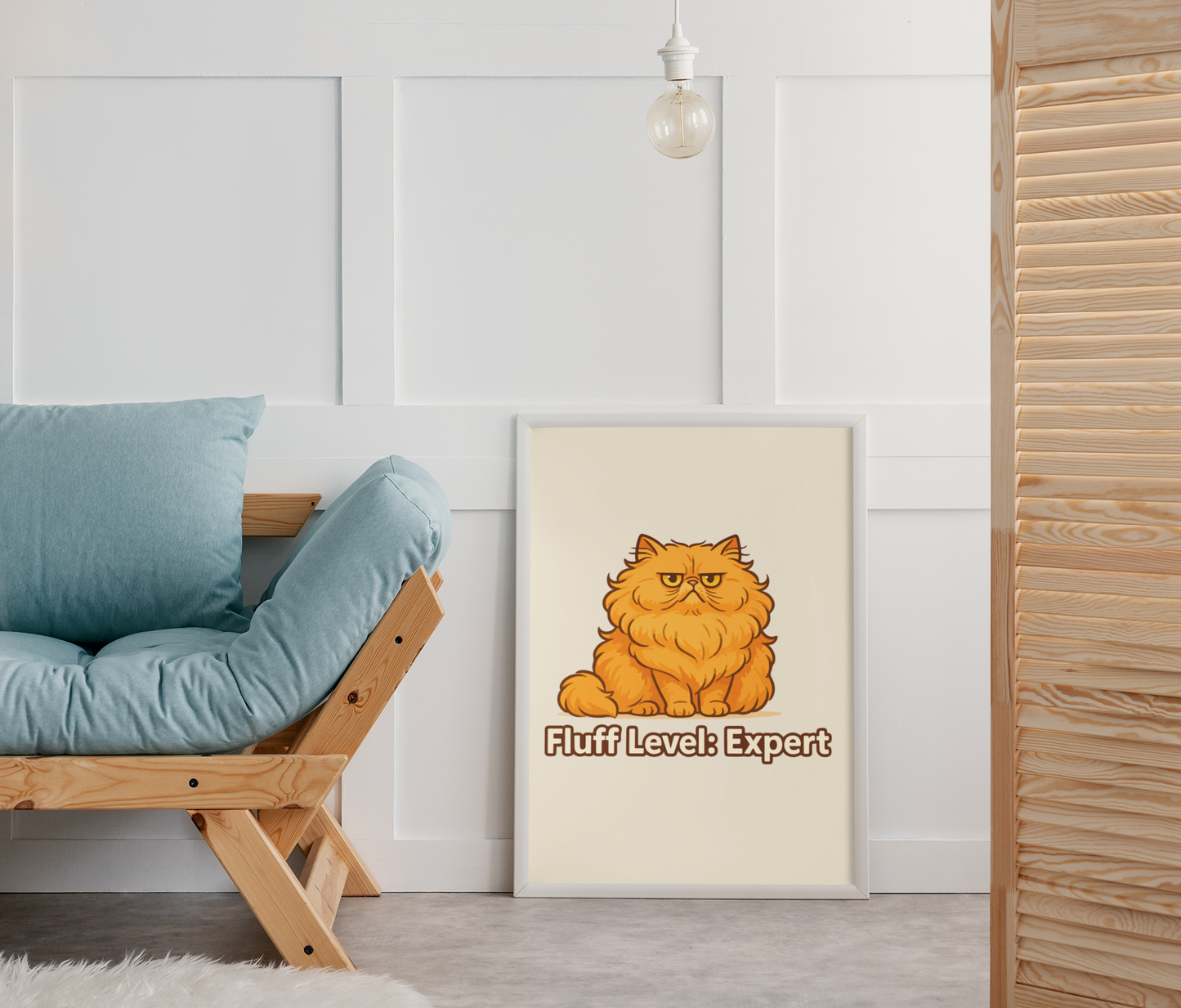 Fluff Level: Expert Cat Poster – Cute Matte Wall Art for Cat Lovers, Funny Cat Meme Posters