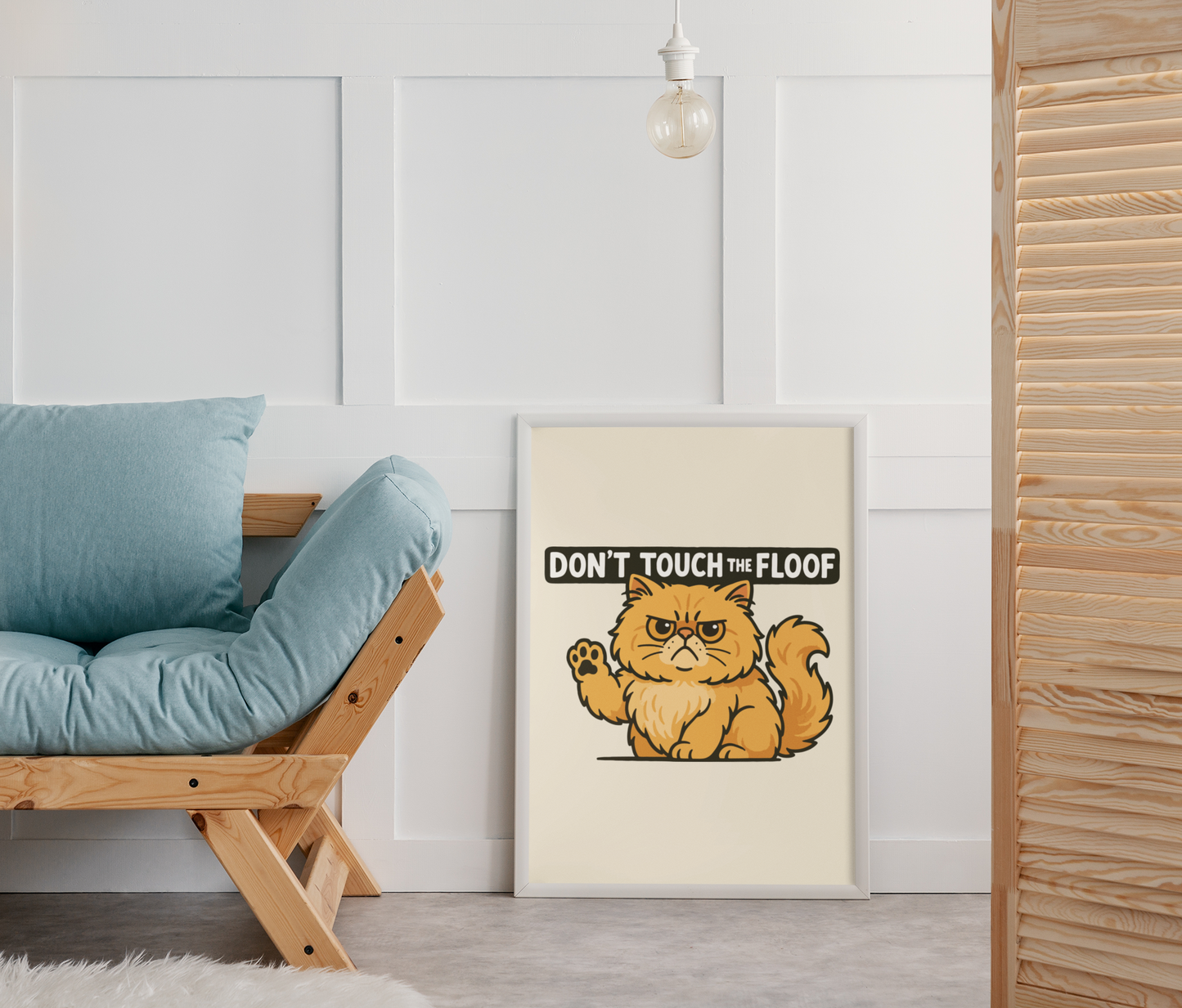 Funny Cat Memes: Don't Touch the Floof Cat Poster - Matte Vertical Wall Art for Cat Lovers