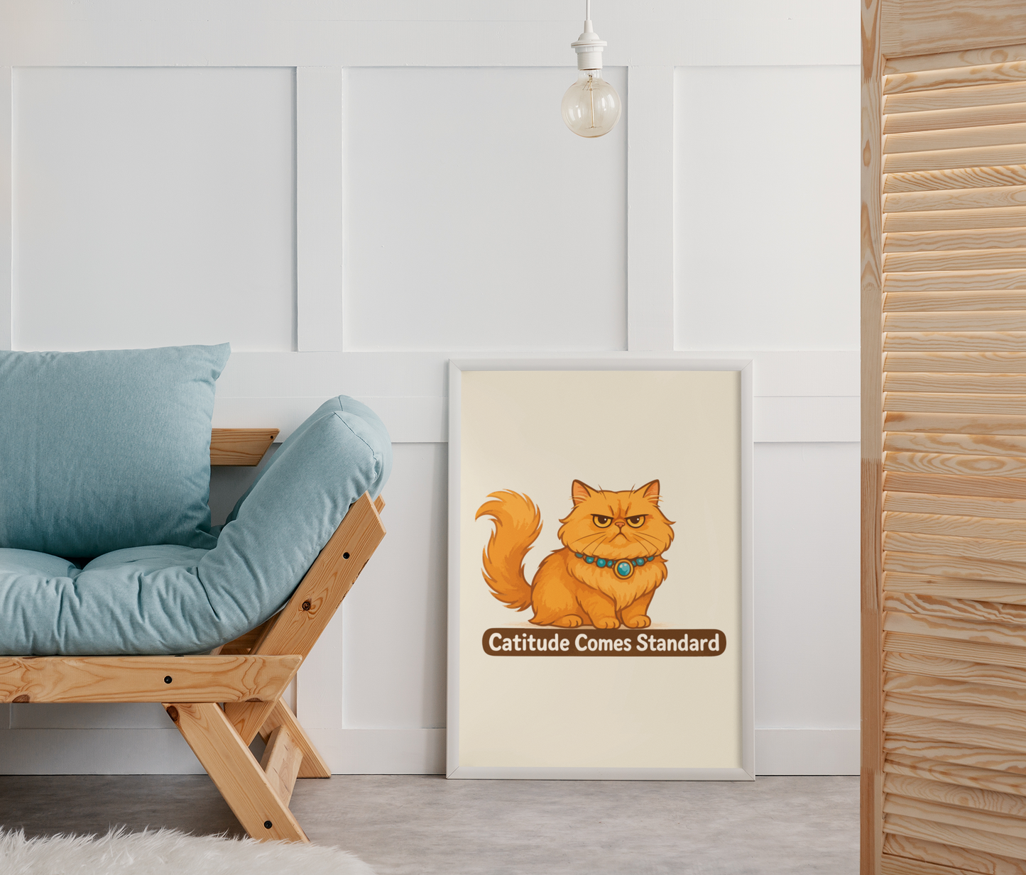 Funny Cat Memes Poster - 'Catitude Comes Standard' - Matte Vertical Home Decor