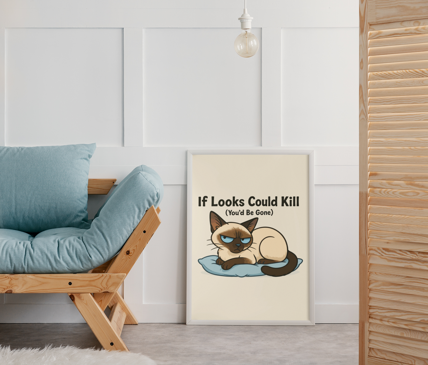 Funny Cat Memes Poster - If Looks Could Kill (You'd Be Gone) - Matte Vertical Wall Art