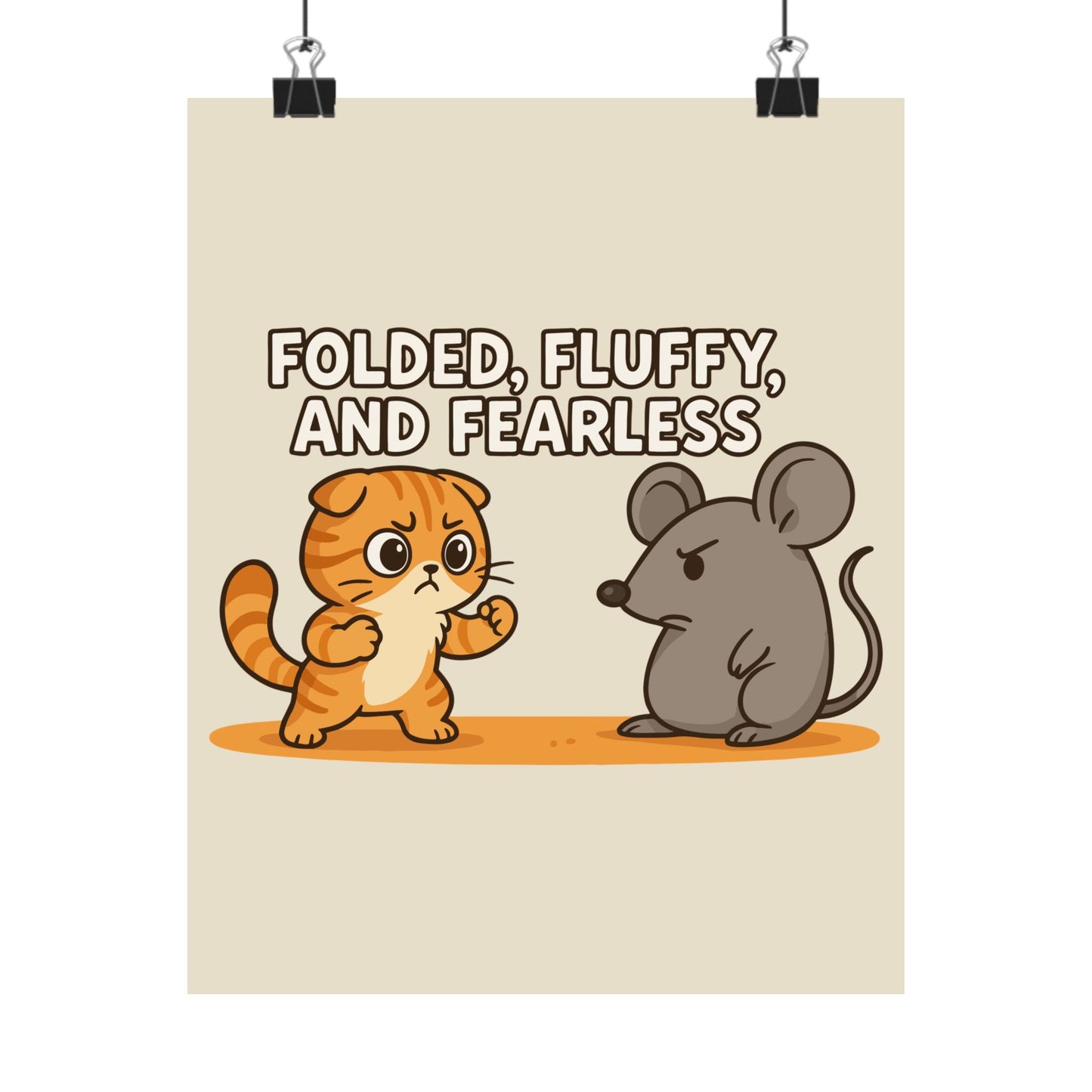 Funny Cat Memes: Cute Animal Battle Vertical Poster - "Folded, Fluffy, and Fearless"