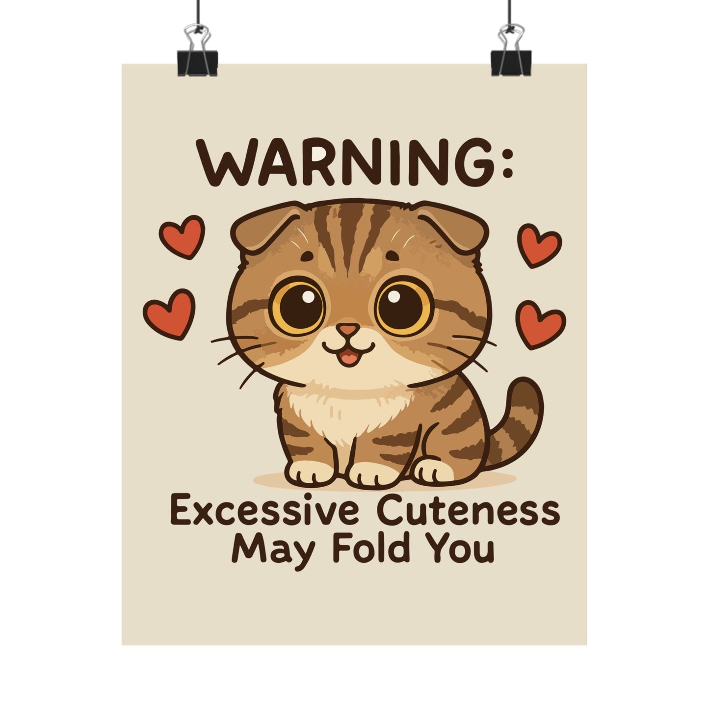 Funny Cat Memes: Cute Cat Warning Poster - Excessive Cuteness Alert